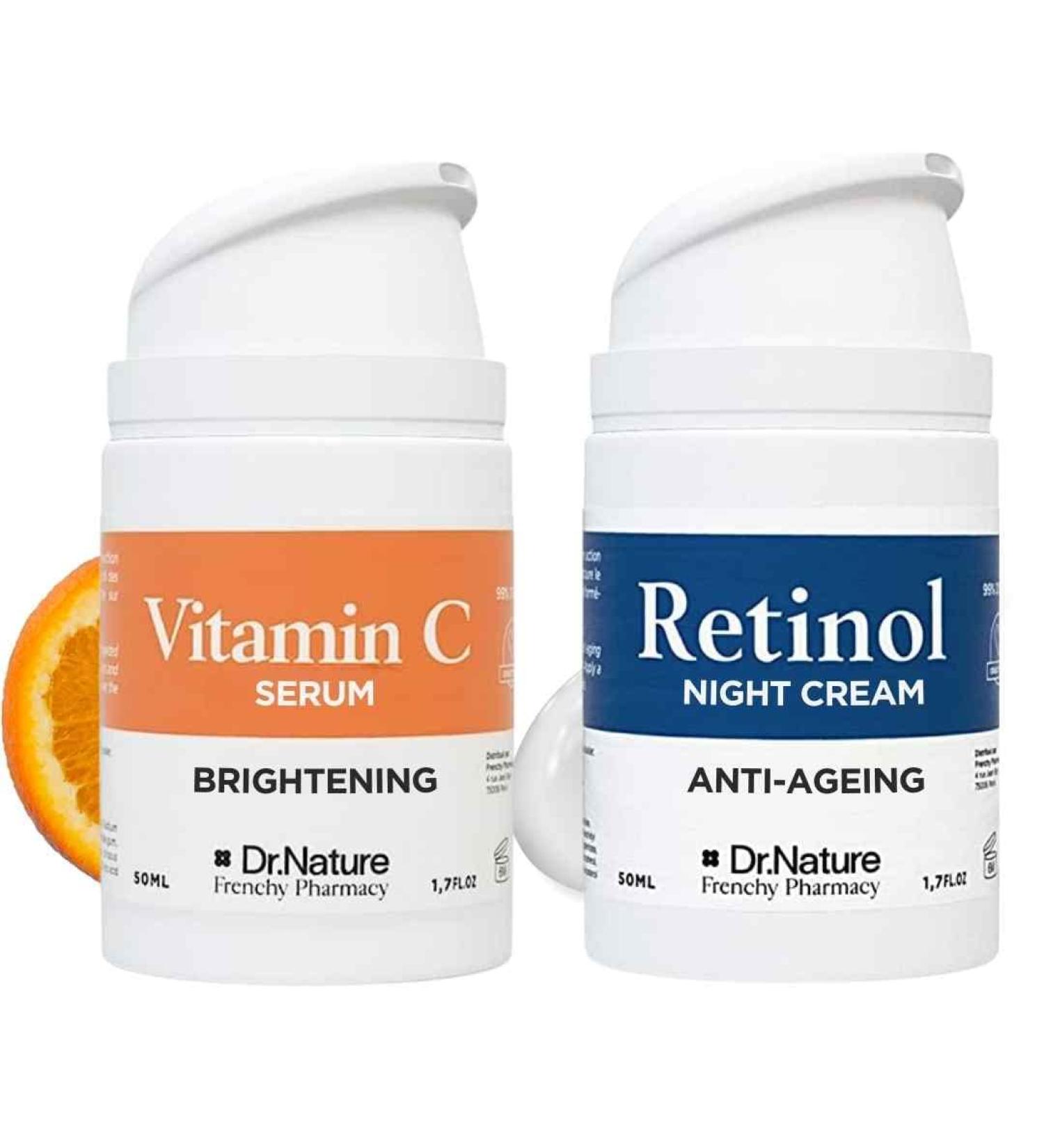 Skincare Set Anti Ageing Face Cream for Sensitive Skin 100 ML - Day and Night Cream Set with Retinol Cream + Vitamin C Face Serum - Anti Wrinkle and Moisturising Skin Care Set - Buy Online on GoSupps.com
