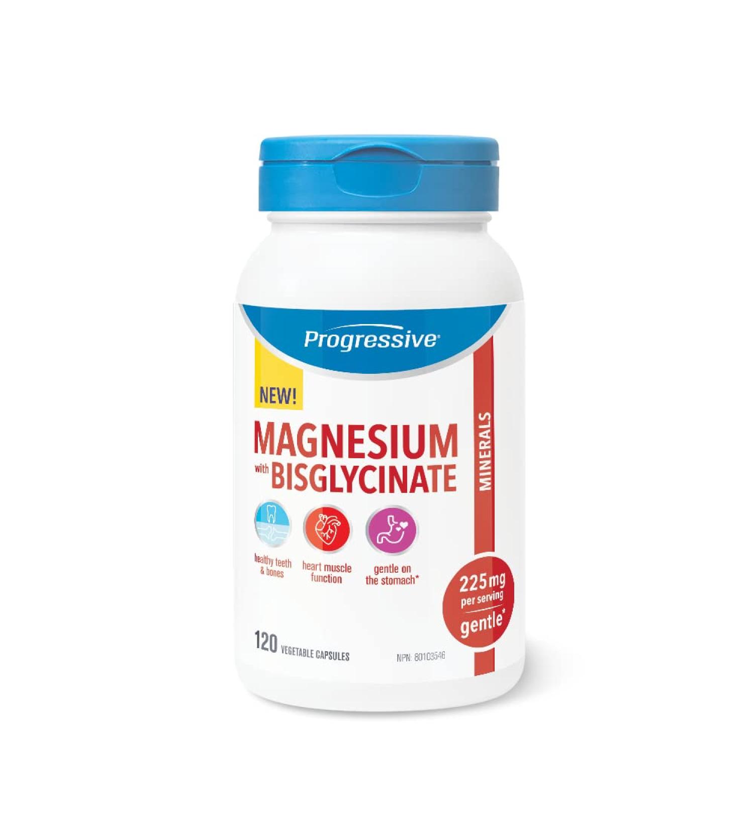 Progressive Magnesium with Bisglycinate 120 Vegetable Capsules - Buy Online on GoSupps.com