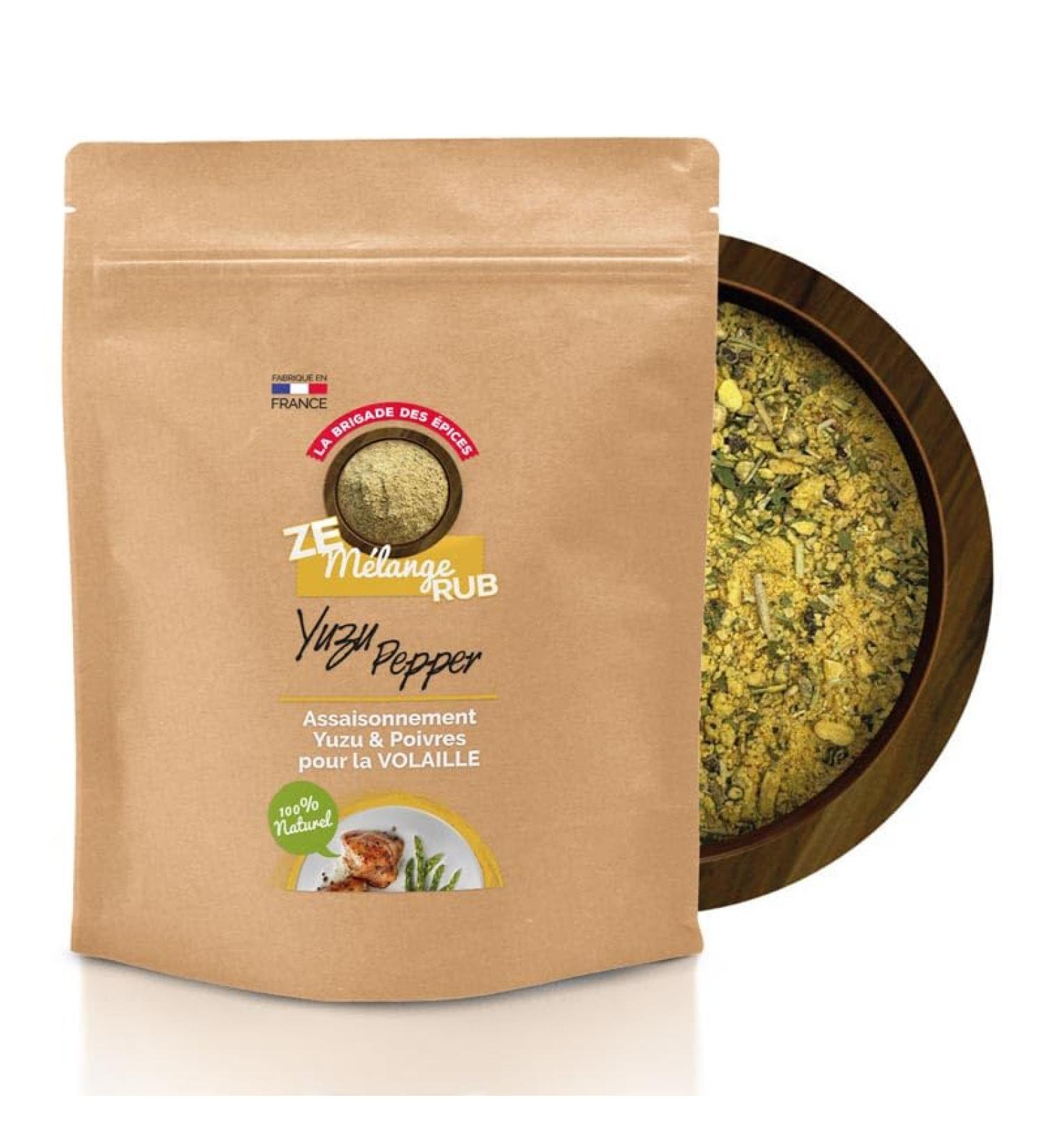 La Brigade des pices - RUB Yuzu Pepper - Assaisonnement et marinade s che pour la volaille Yuzu et Poivre noir de Belem - 100% Naturel - Fabrication Fran aise Grand sachet 250g - Buy Online on GoSupps.com