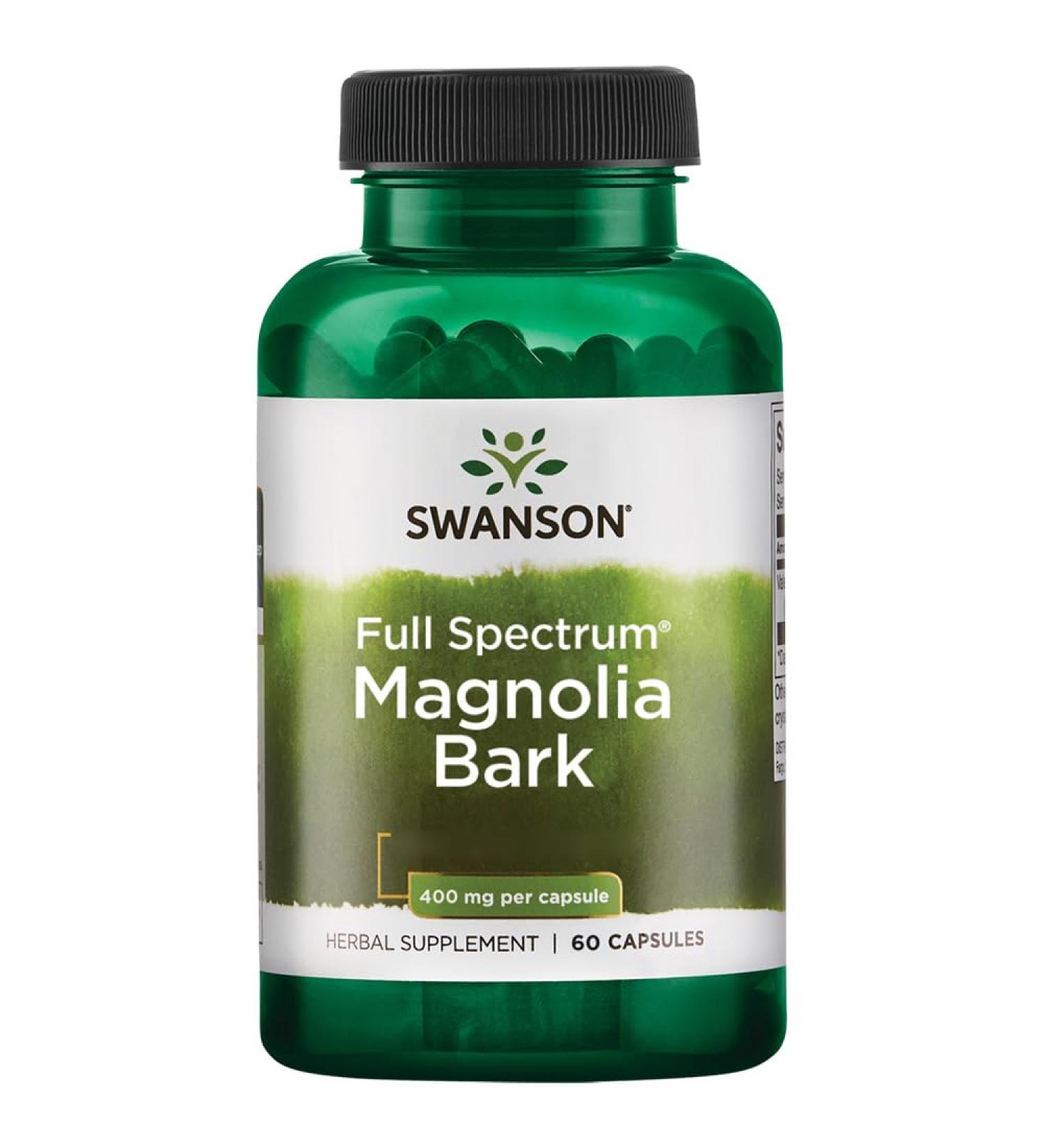 Swanson Full Spectrum Magnolia Bark 400mg 60 Capsules High Dosed Lab Tested Soy Free Gluten Free Non-GMO - Buy Online on GoSupps.com