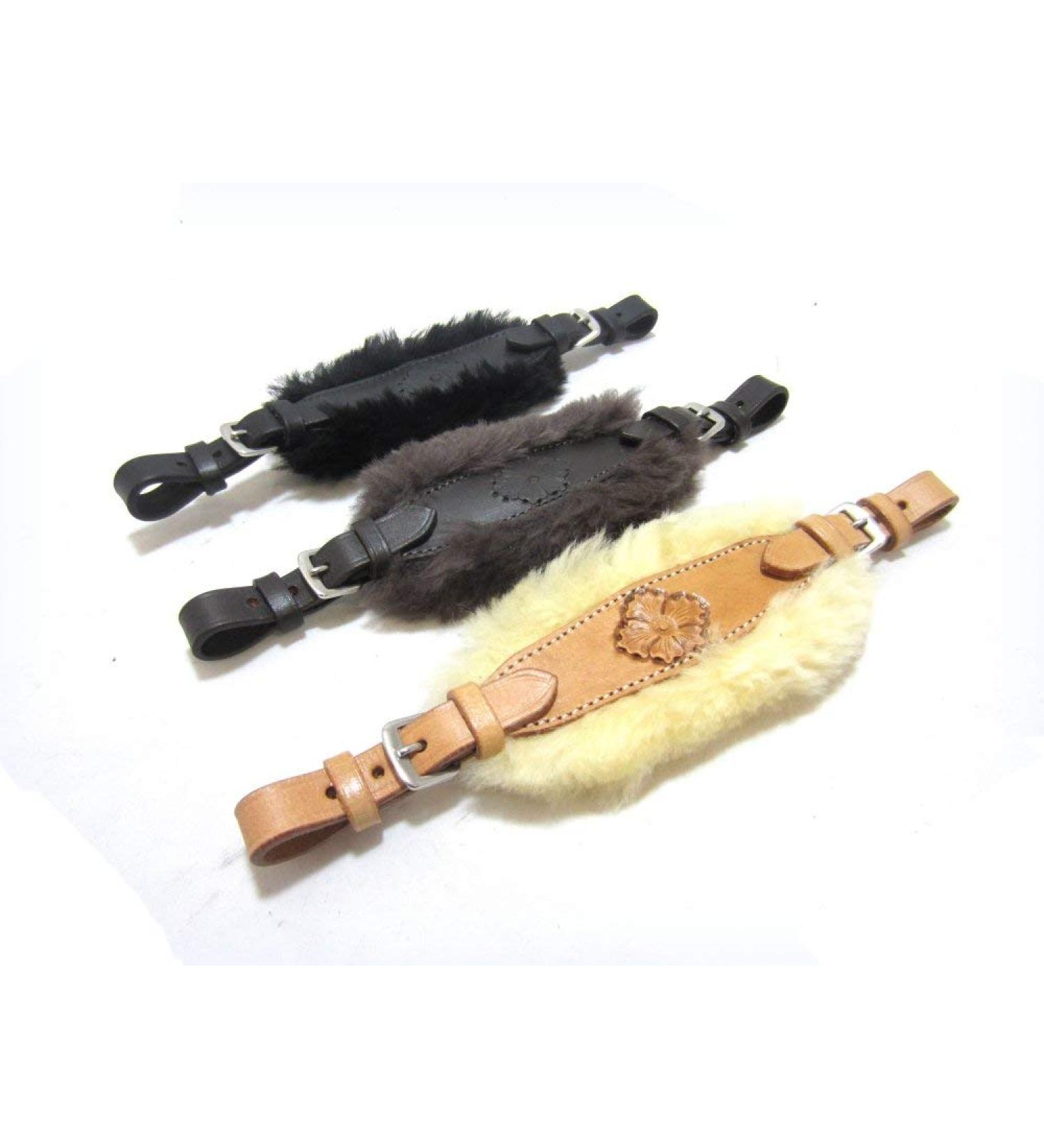 PS Horse Articles Flower Noseband with Sheepskin Padding - Black Decorative Noseband for Equestrian Use | International Shipping Available - Buy Online on GoSupps.com
