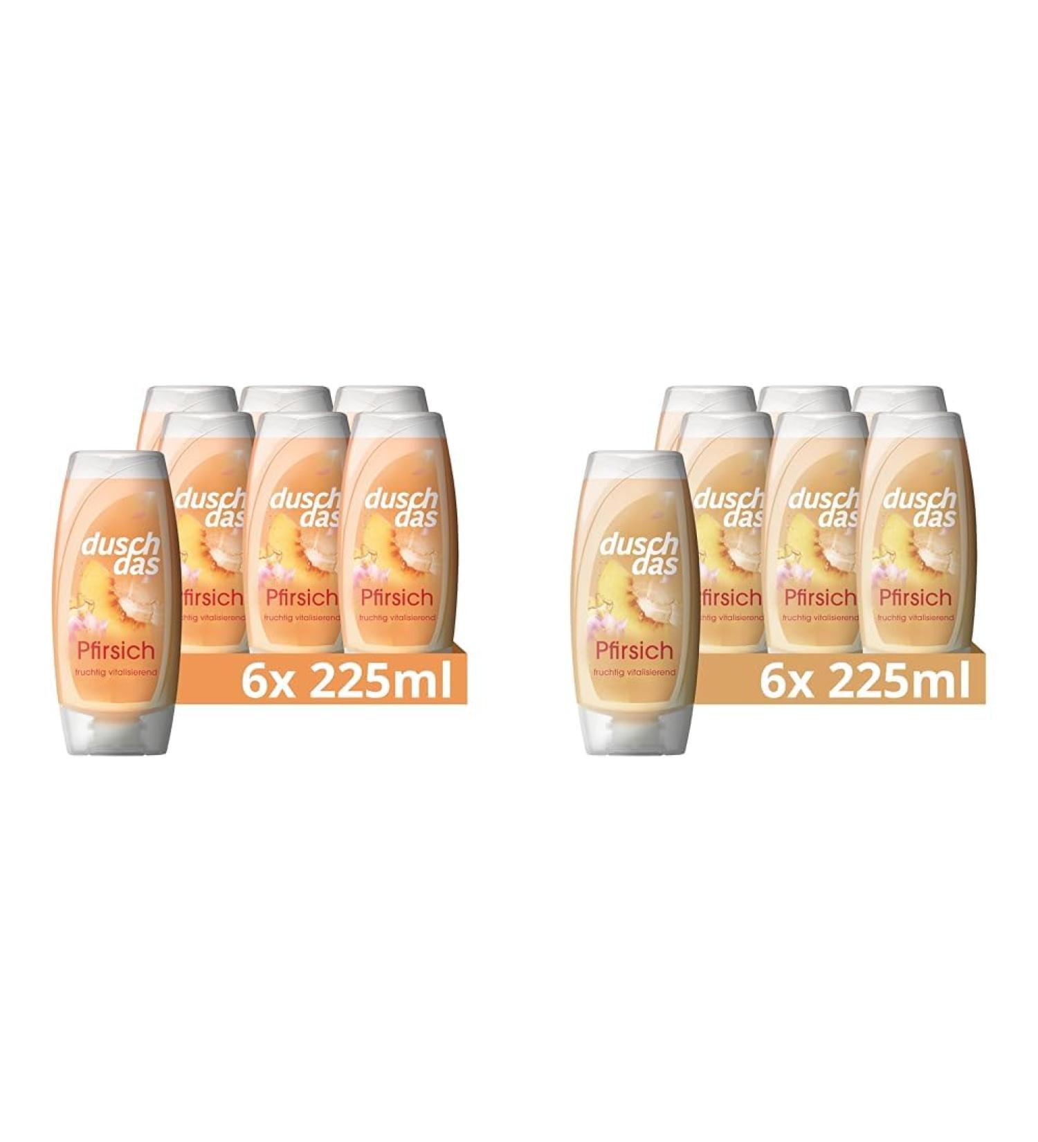 Duschdas shower gel peach shower room with a pampering fragrance formula ensures a refreshing start in the day 6 x 225 ml (pack with 2) peach pack of 2