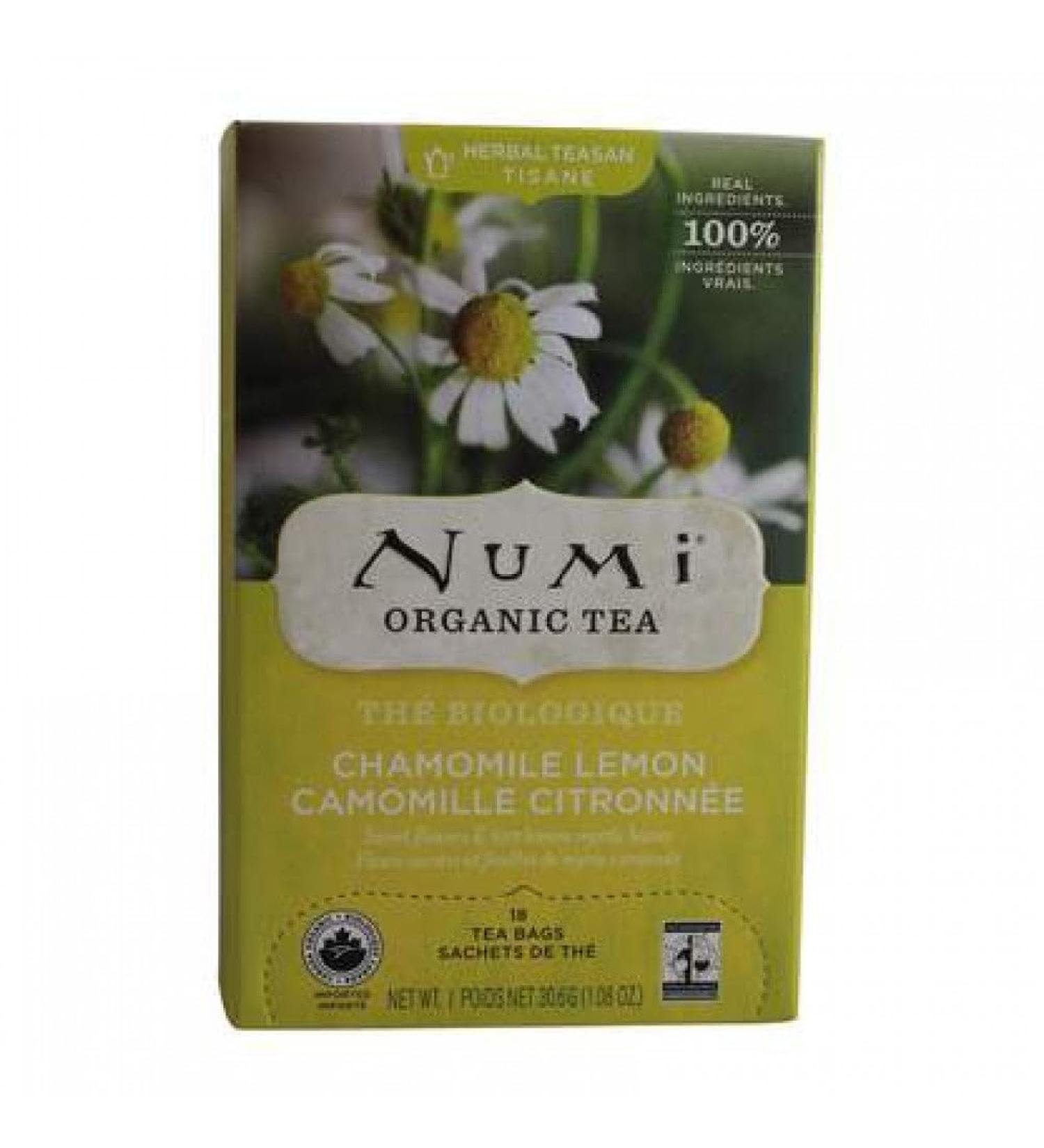 NUMI Certified Organic Fair Trade Chamomile Lemon Tea Bags 18/ Pack (sold as 2 packs/case)