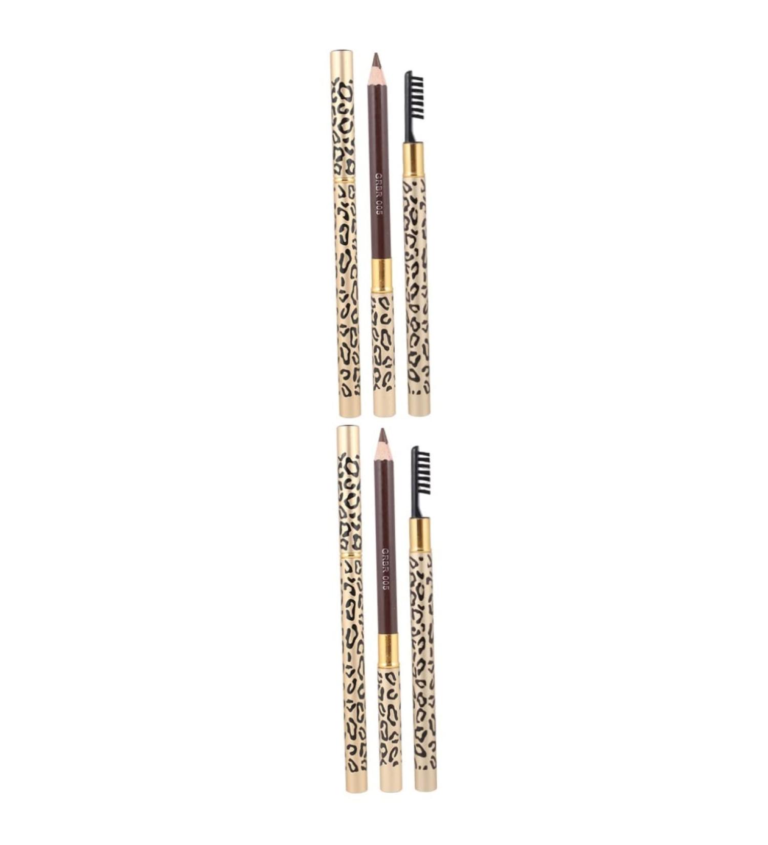 Healvian 4 Pcs Double Head Eyebrow Pencil Double Tip Eye Brow Highlighter Leopard Smudgeproof Eyebrown Wooden - Buy Online on GoSupps.com