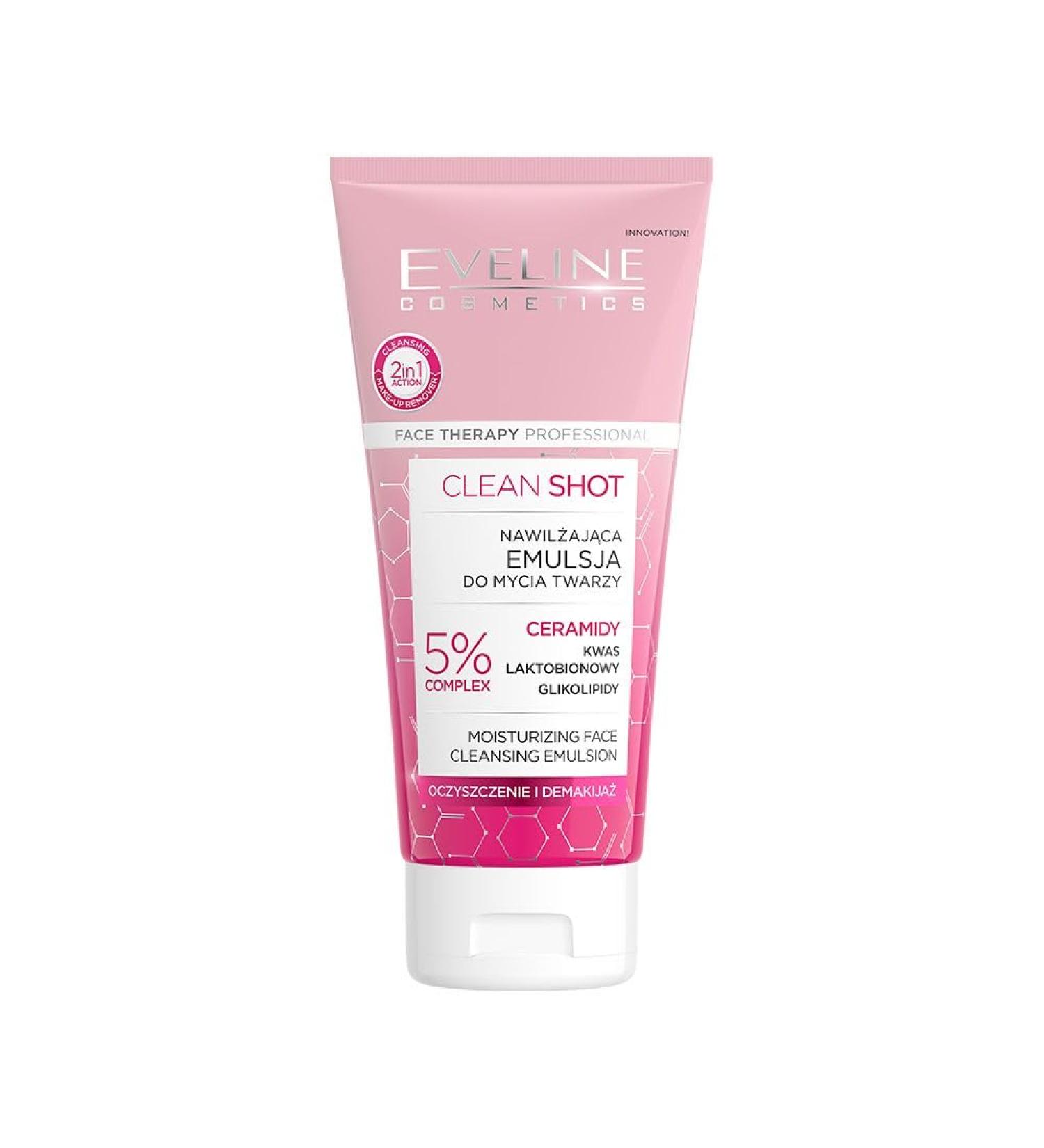EVELINE COSMETICS Eveline Cosmetics Clean Shot Professional Facial Cleansing Cream - For dry and sensitive skin - With 5% ceramide complex