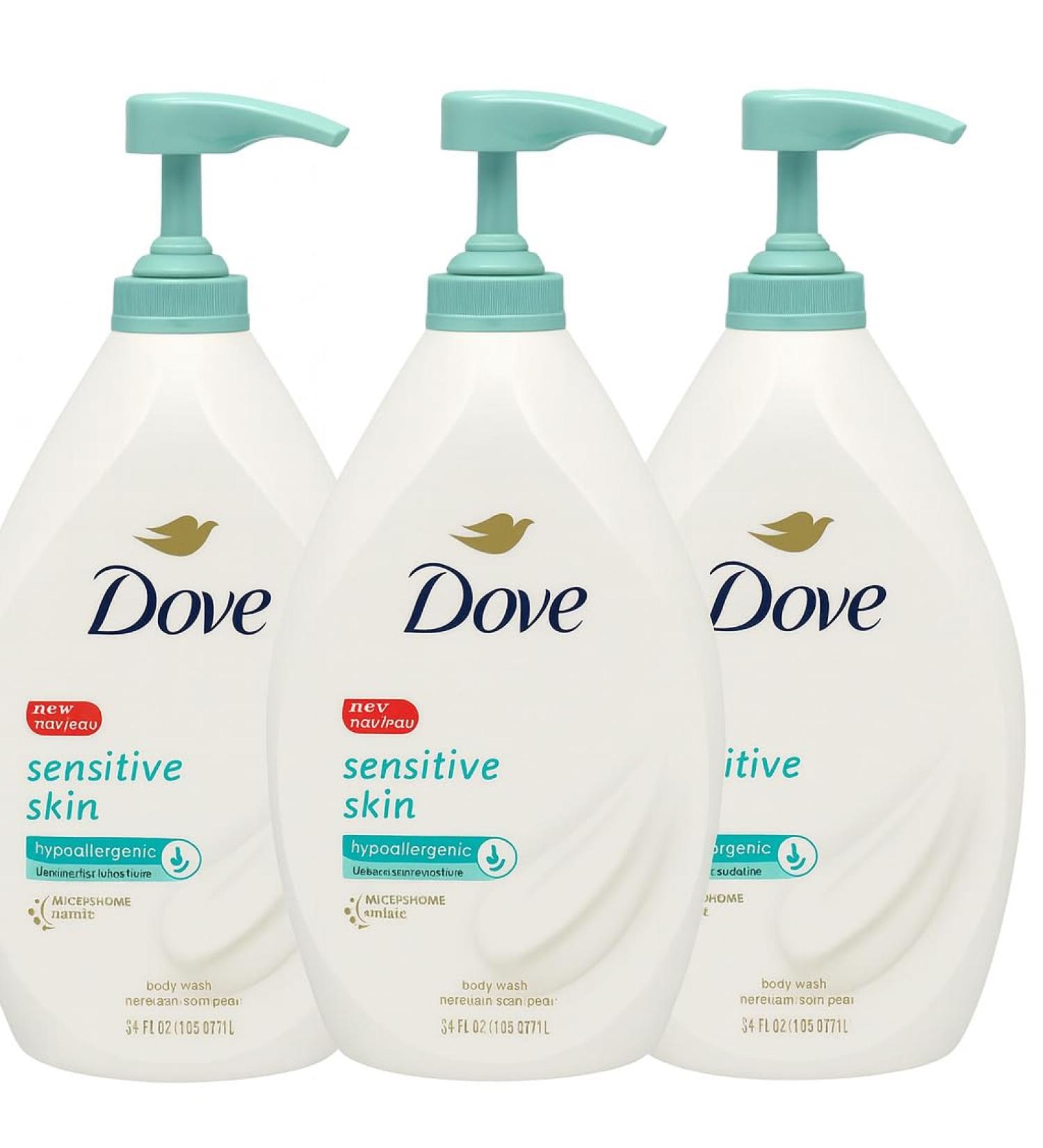 Dove Hypoallergenic Body Wash 34 oz - Sulfate Free, Gentle Care for Sensitive Skin - 3 Count - Buy Online on GoSupps.com