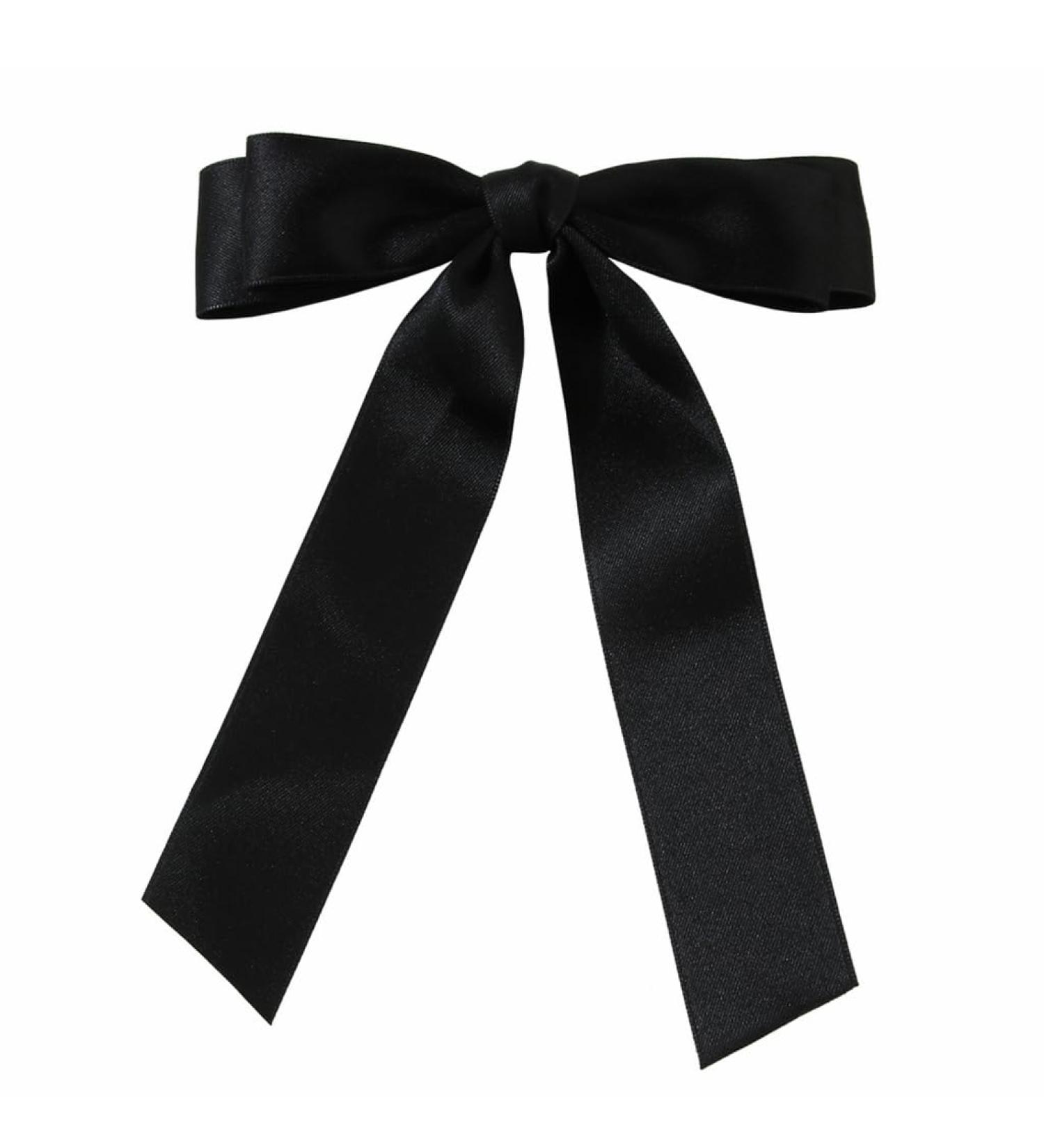 xbiez Long Ribbon Bowknot Hair Clip Ins Style Hairpin Girl Hair Barrettes Side Hair Bows Female Ponytail Holder Hair Accessory Black - Buy Online on GoSupps.com
