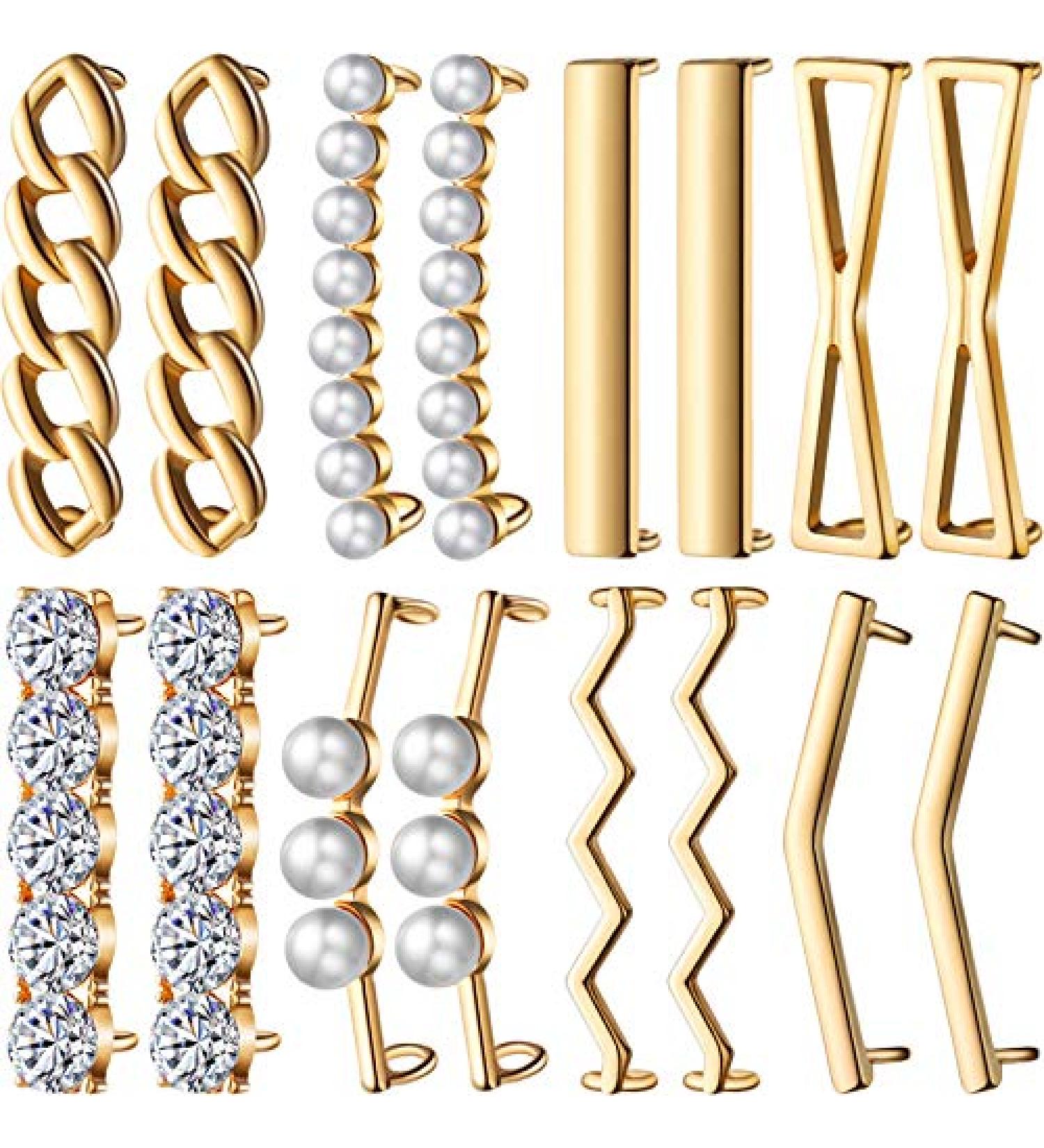 16 Pieces/ 8 Pairs Shoelace Charms for Sneakers - DIY Decorative Shoe Clips with Faux Pearl Rhinestones - Girl Women Casual Shoes Accessory (Silver/Gold) - Buy Online on GoSupps.com