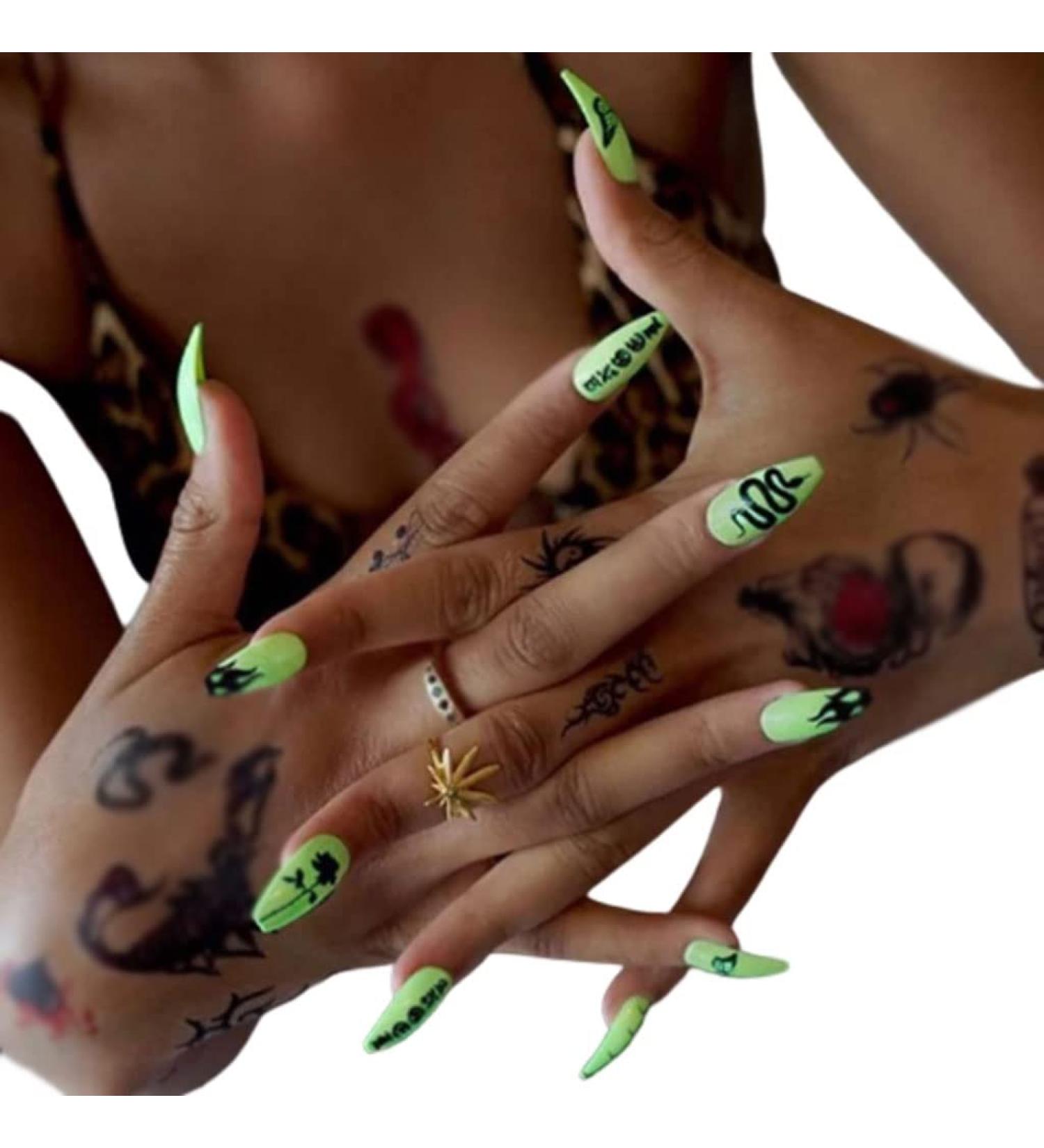 Press on Nails 3 Sets Green Butterfly Snake Fake Nail Press-on Nails Personality Nails for Women Girls (Color : Green) (Color : Green) (Green) - Buy Online on GoSupps.com