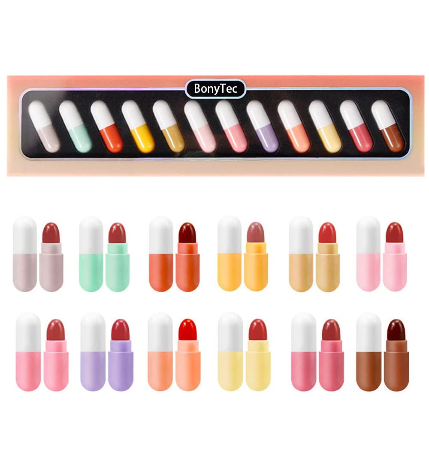 BonyTec MadayFormula Mini Lipstick Set - 12 Colors Matte Capsules, Waterproof & Long Lasting - Great Gift for Girls & Women - Buy Online on GoSupps.com