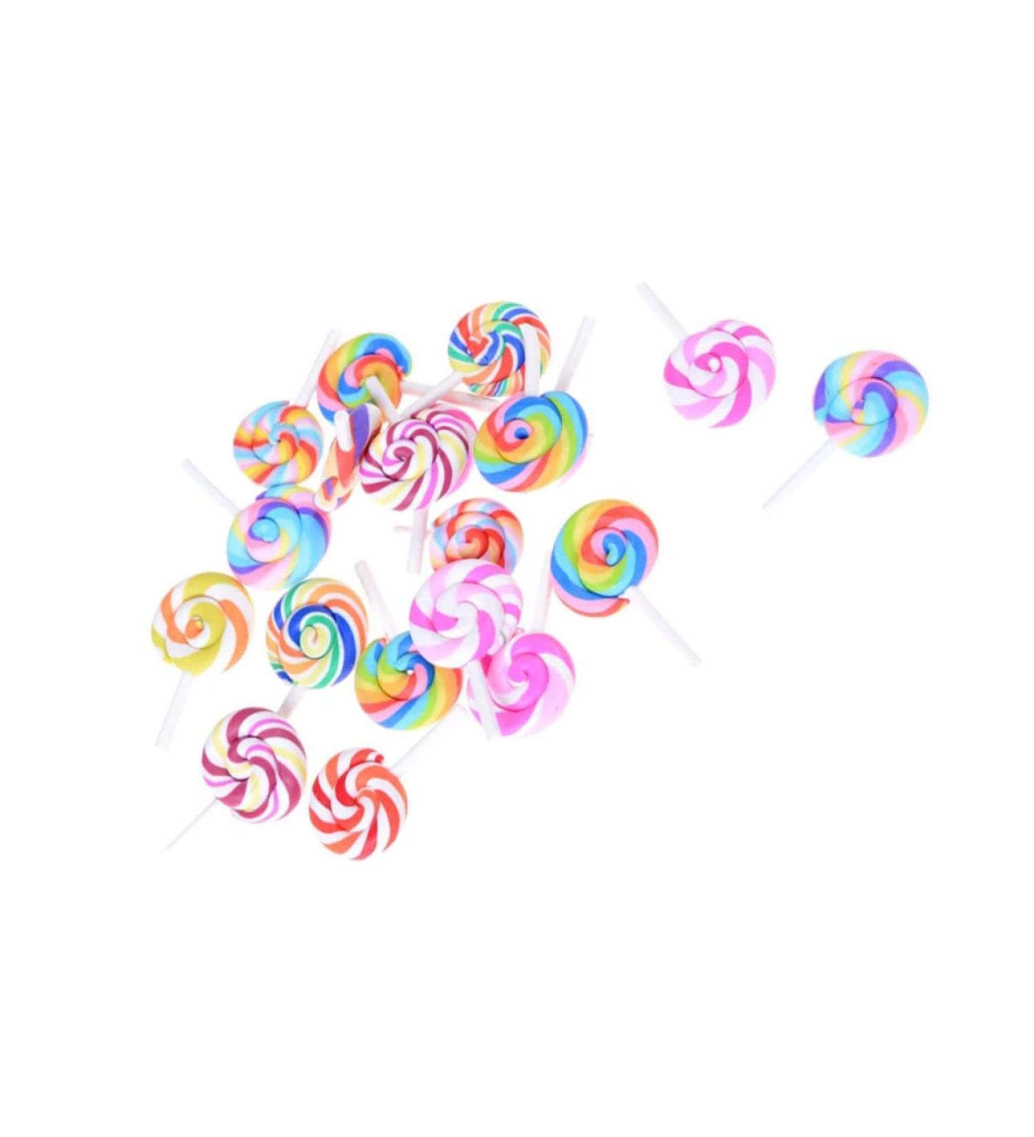 Levemolo 20 Pcs Rainbow Swirl Shape Lollipops Miniature Home Decorations for Fairy Tale Decoration Random Style - Buy Online on GoSupps.com