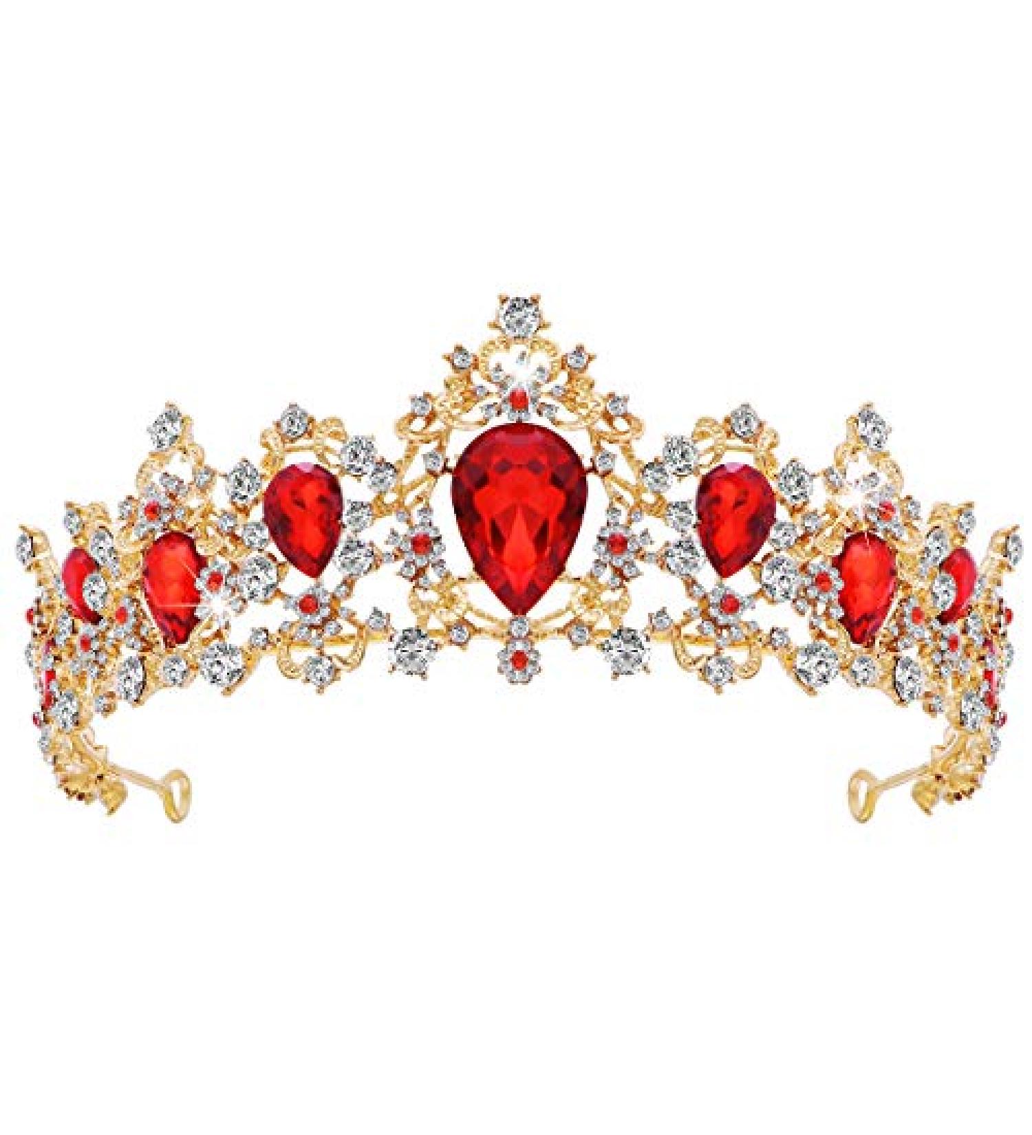 Frcolor Rhinestone Queen Crown Tiara Headband for Women - Red Wedding Tiara - Buy Online on GoSupps.com