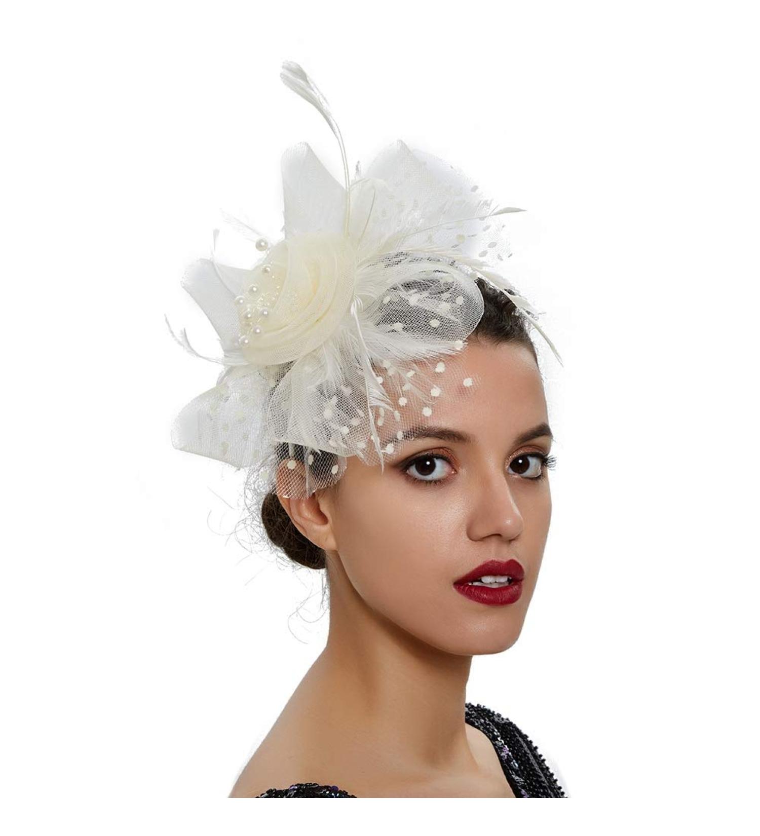 1920s Headband 1920s Flapper Headpiece Vintage Hair Clip Bridal Hairband for Pageant Themed Party Cocktail Wedding Beige - Buy Online on GoSupps.com