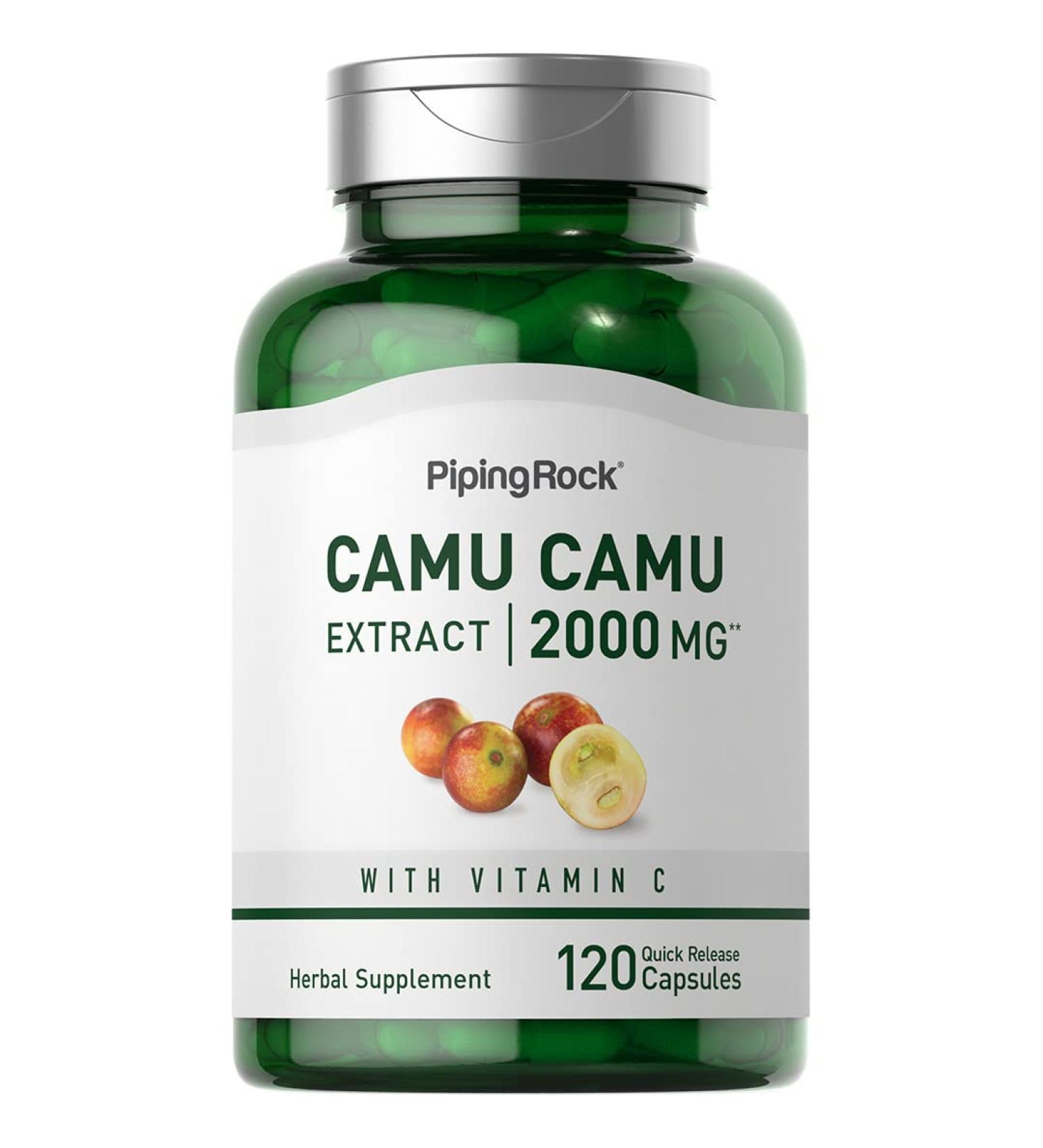 Piping Rock Camu Camu Capsules 2000mg - 120 Pills with Vitamin C, Non-GMO Gluten Free Fruit Extract Supplement - Buy Online on GoSupps.com
