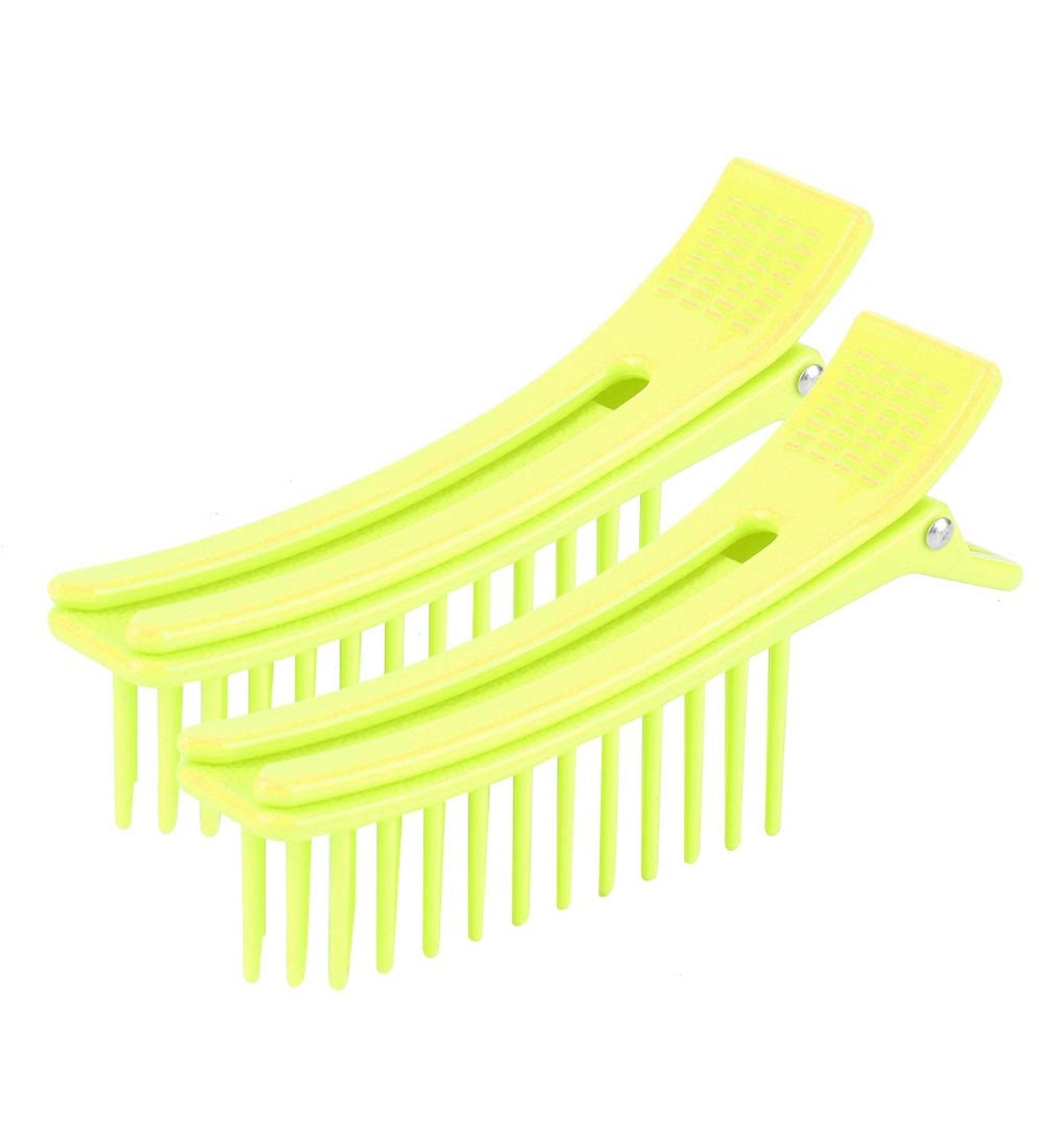 2pcs Hair Styling Clips - Non-slip Matte Handle, ABS Splint, Fluorescent Green - Buy Online on GoSupps.com