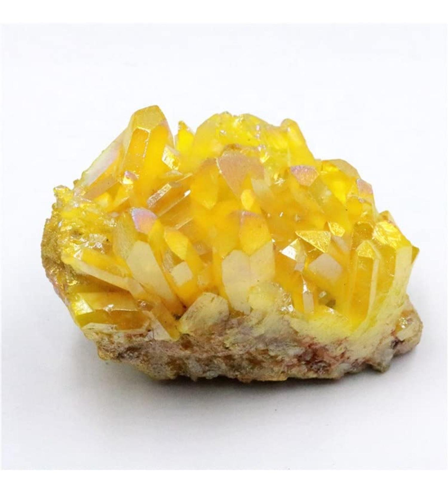 Natural Crystal Rough Natural Quartz Crystal Cluster Titanium Bismuth Electroplated Yellow Geode Stone Specimen Home Decoration Gifts (Color : 50g) - Buy Online on GoSupps.com