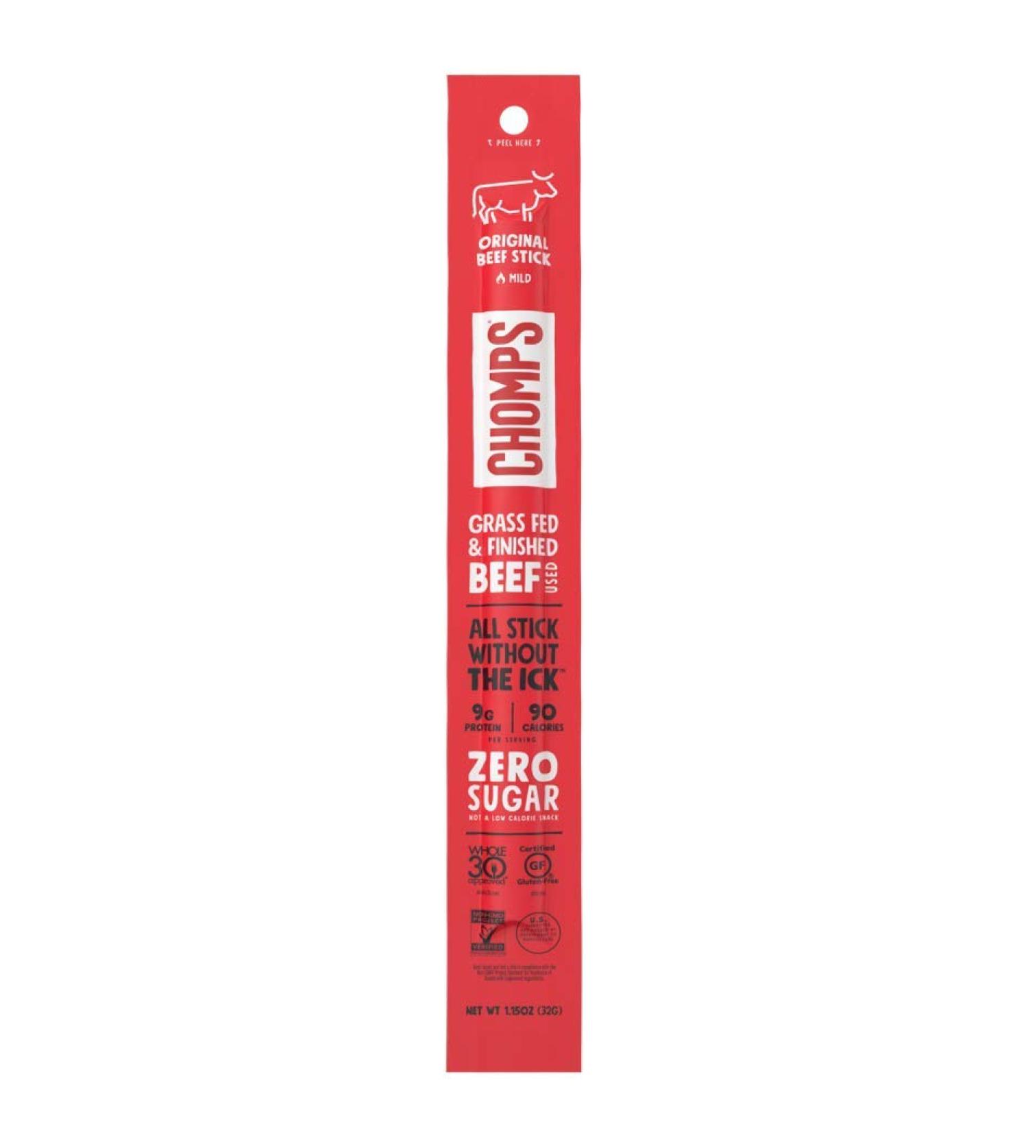 CHOMPS Original Beef Stick - 1.15 OZ | High-Protein Snack | Gluten-Free - Buy Online on GoSupps.com