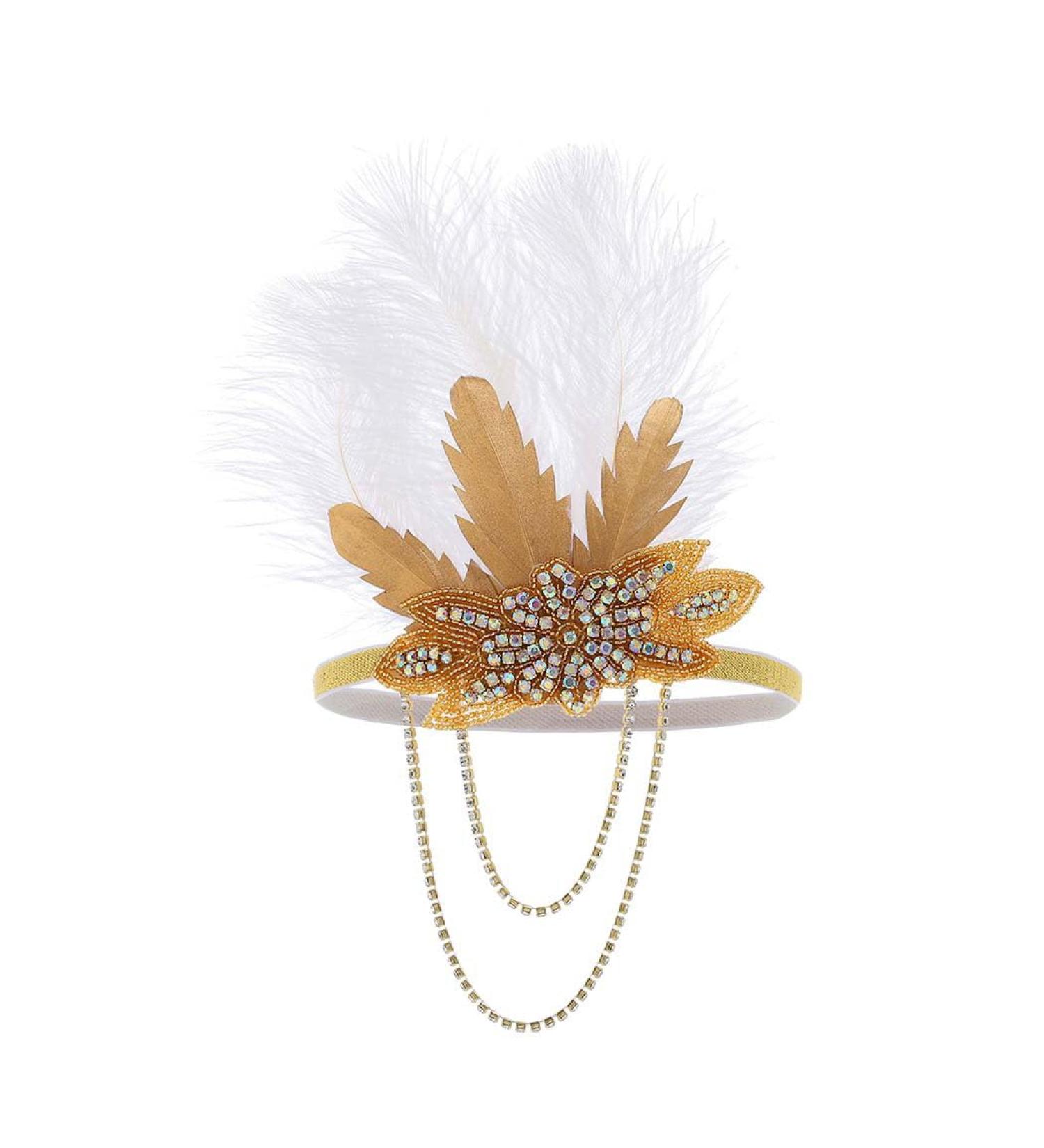 IYOU 1920 Flapper Headpiece Gold Feather Gatsby Headband Vintage Rhinestone Prom Costume Wedding Hair Accessories for Women - Buy Online on GoSupps.com