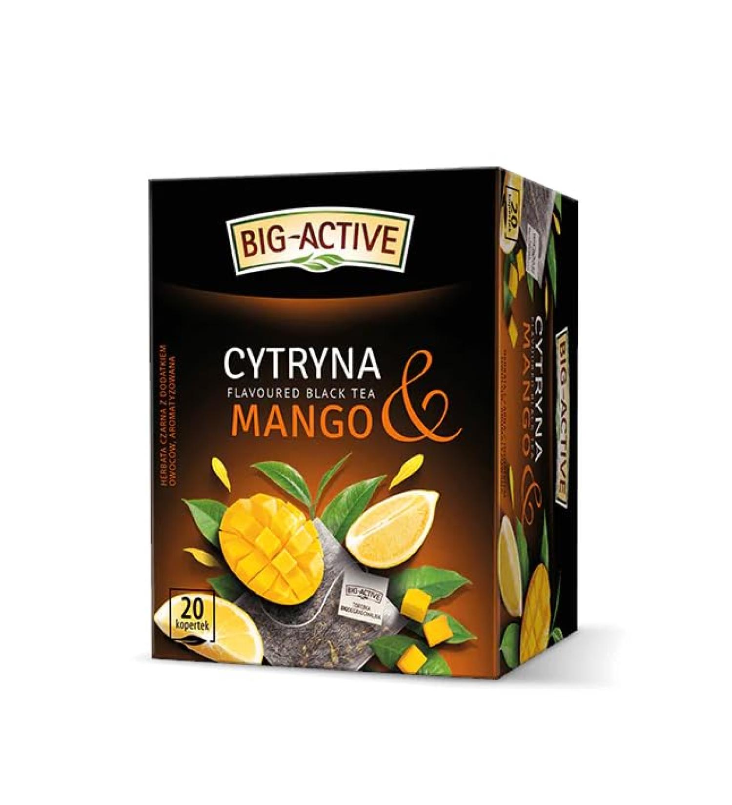 Big-Active Black Tea Lemon & Mango Herbal Tea Natural Pure And Refreshing Herbal Fruit Infusion Herbapol