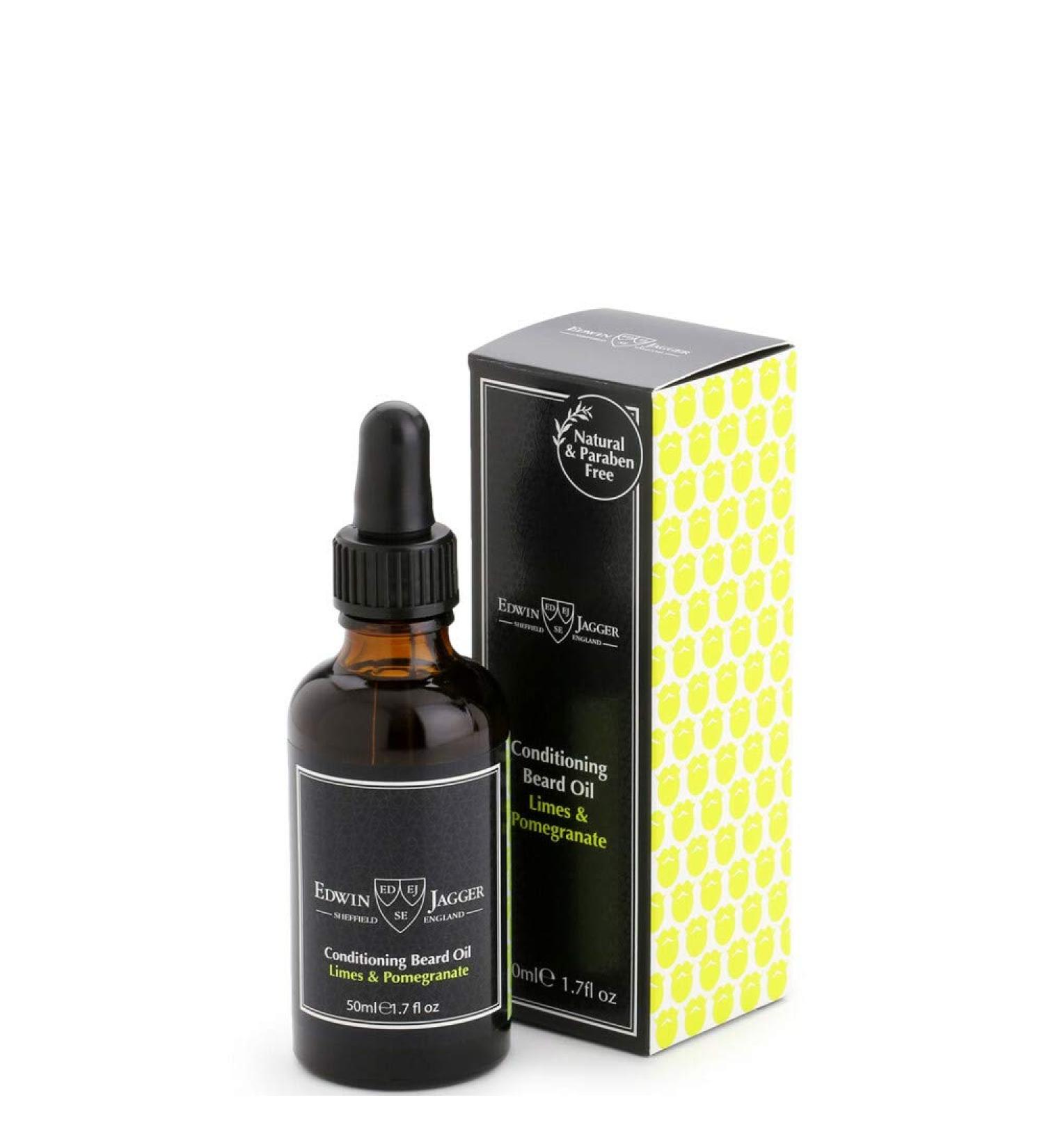 Edwin Jagger Premium Conditioning Beard Oil |Soft & maintain |Of course vegan & bio |Stop beard itching |Limettes & pomegranate 50ml file and pomegranate