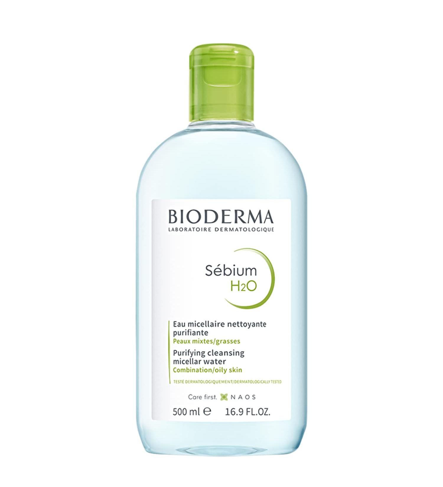 Bioderma S bium H2O Micellar Water - Purifying Cleanser to Remove Make Up Impurities & Pollution for Acne Prone Oily & Combination Skin - Prevent Blemishes 500ml Unscented 500 ml (Pack of 1) - Buy Online on GoSupps.com