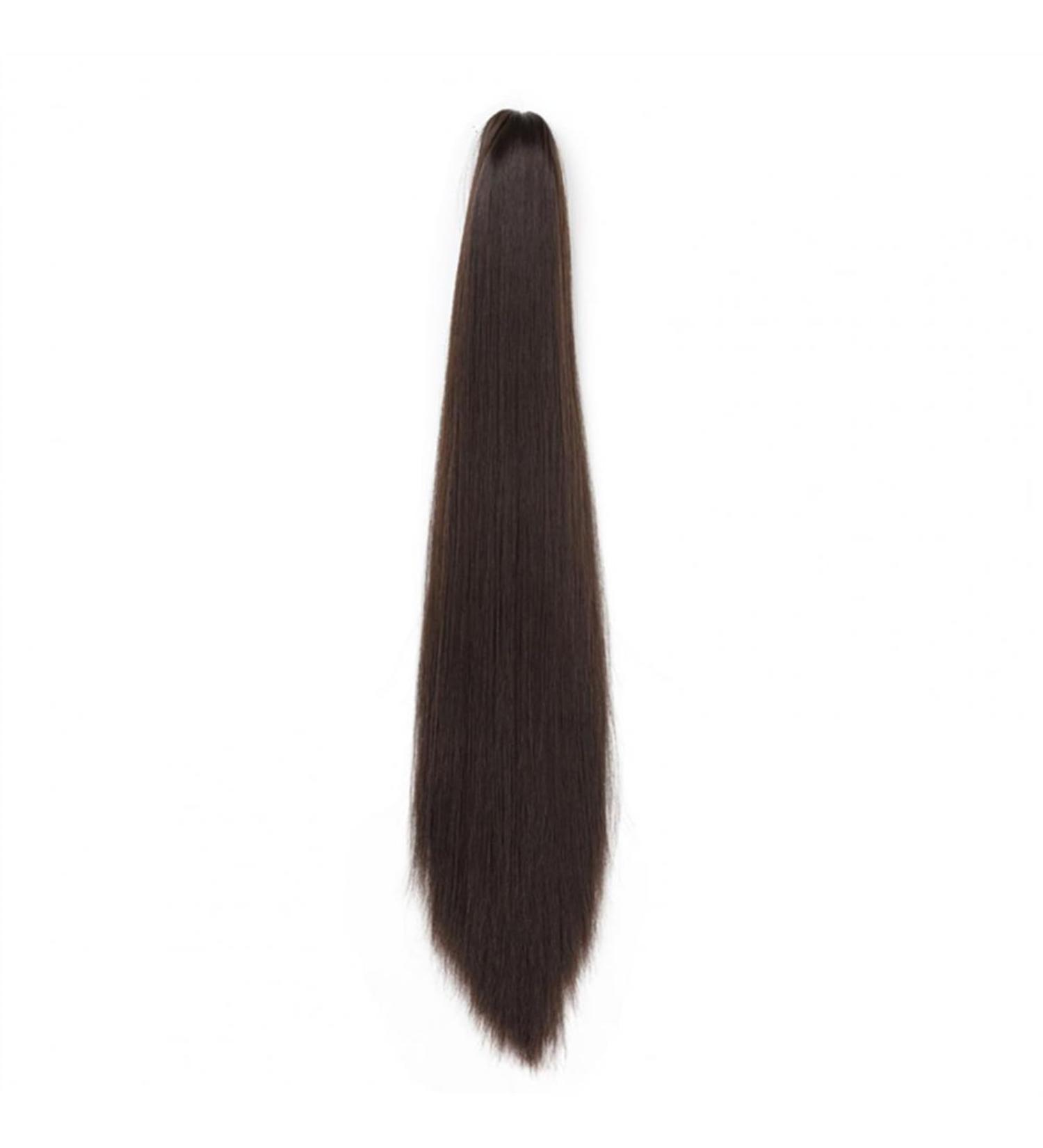 Ponytail Extensions Blonde Wrap Around Pigtail Long Smooth Overhead Wig Synthetic Ponytail Hair Extension Clip in Fake Wig Hairpiece for Women(Black Brown) - Buy Online on GoSupps.com
