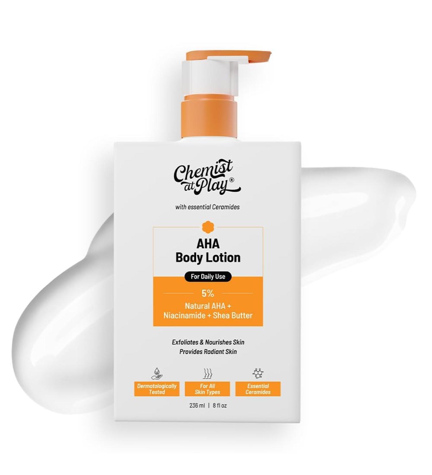 AHA Body Lotion 5% Natural AHA & Niacinamide - Exfoliating Nourishing Skin Brightening - 236ml - Buy Online on GoSupps.com