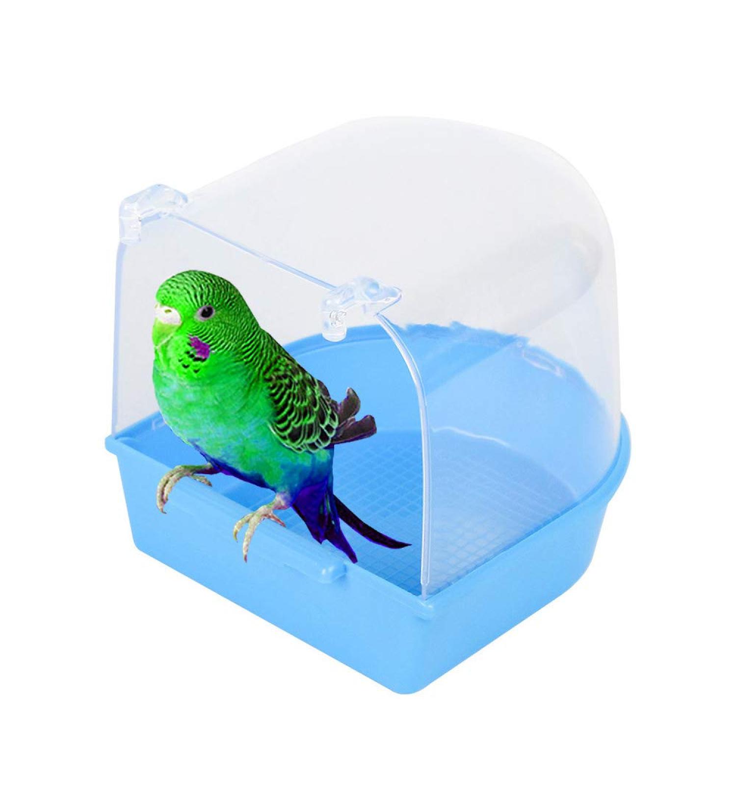 Small Blue Bird Bath Cage for Cockatiel, Budgerigar, Macaw, Finch, Parakeet, Conure, Canary - Shower Supplies for Pet Parrots - Buy Online on GoSupps.com