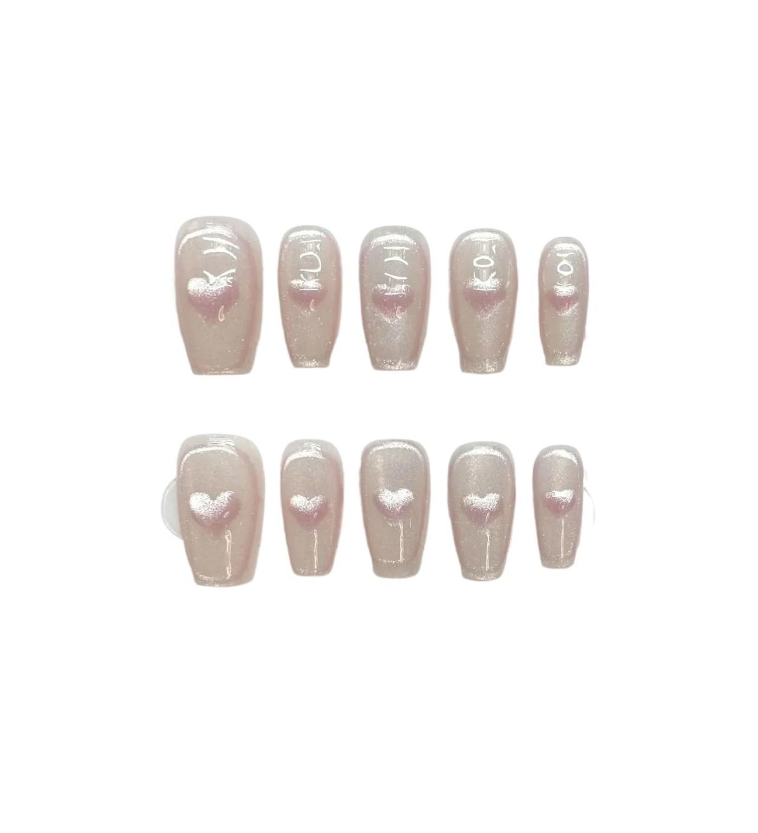10Pcs Cat Eye Handmade Press On Nails with Gradient Design False Nails Full Cover Ballerina Wearable Artificial Nail Tips (Color : 3 Size : S)