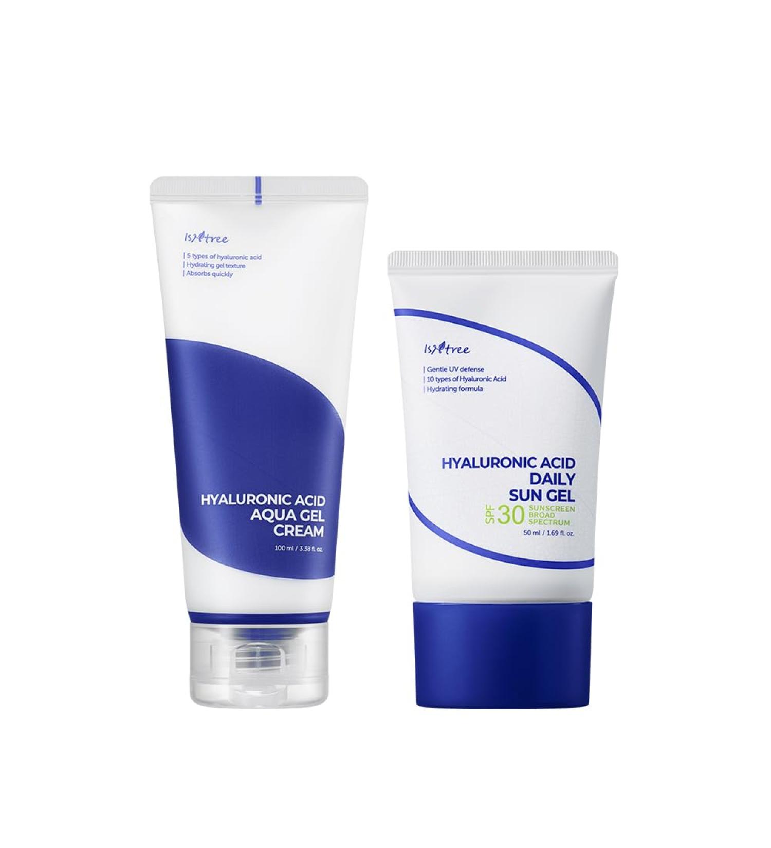 IsNtree Hyaluronic Acid Aqua Gel Cream 100ml 3.38 fl oz + Hyaluronic Acid Daily Sun Gel 50ml 1.69 fl oz - Buy Online on GoSupps.com
