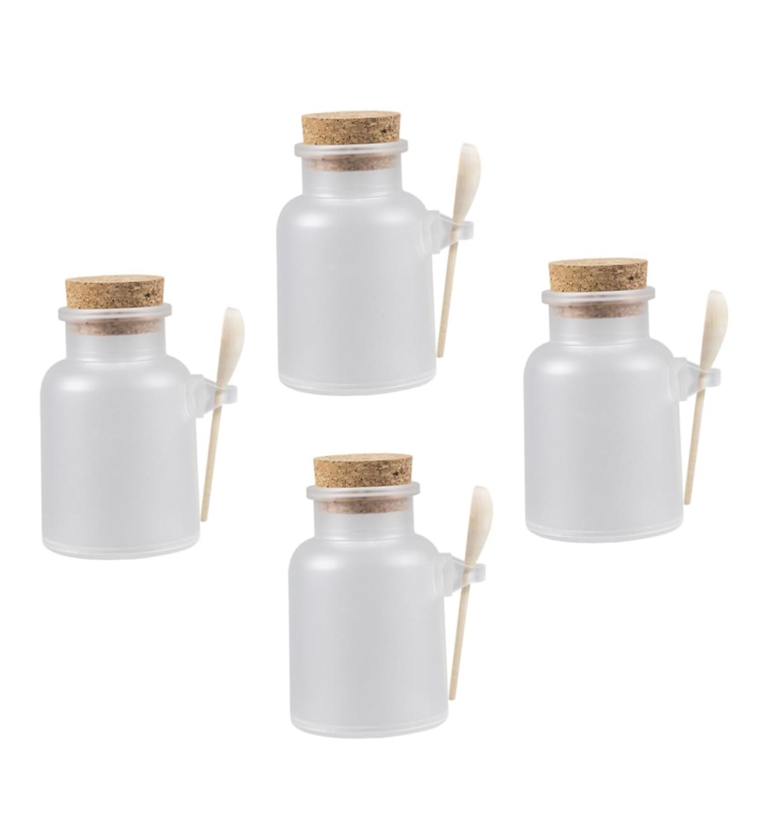 MAGICLULU 4 Sets Bottled Mask Powder Masks Holder Powder Bottle Storage Small Bath Salt Jars Glass Cookie Jar Cosmetic Sample Jar Empty Scrub Jar Tea Bottle Travel Portable Wood - Buy Online on GoSupps.com