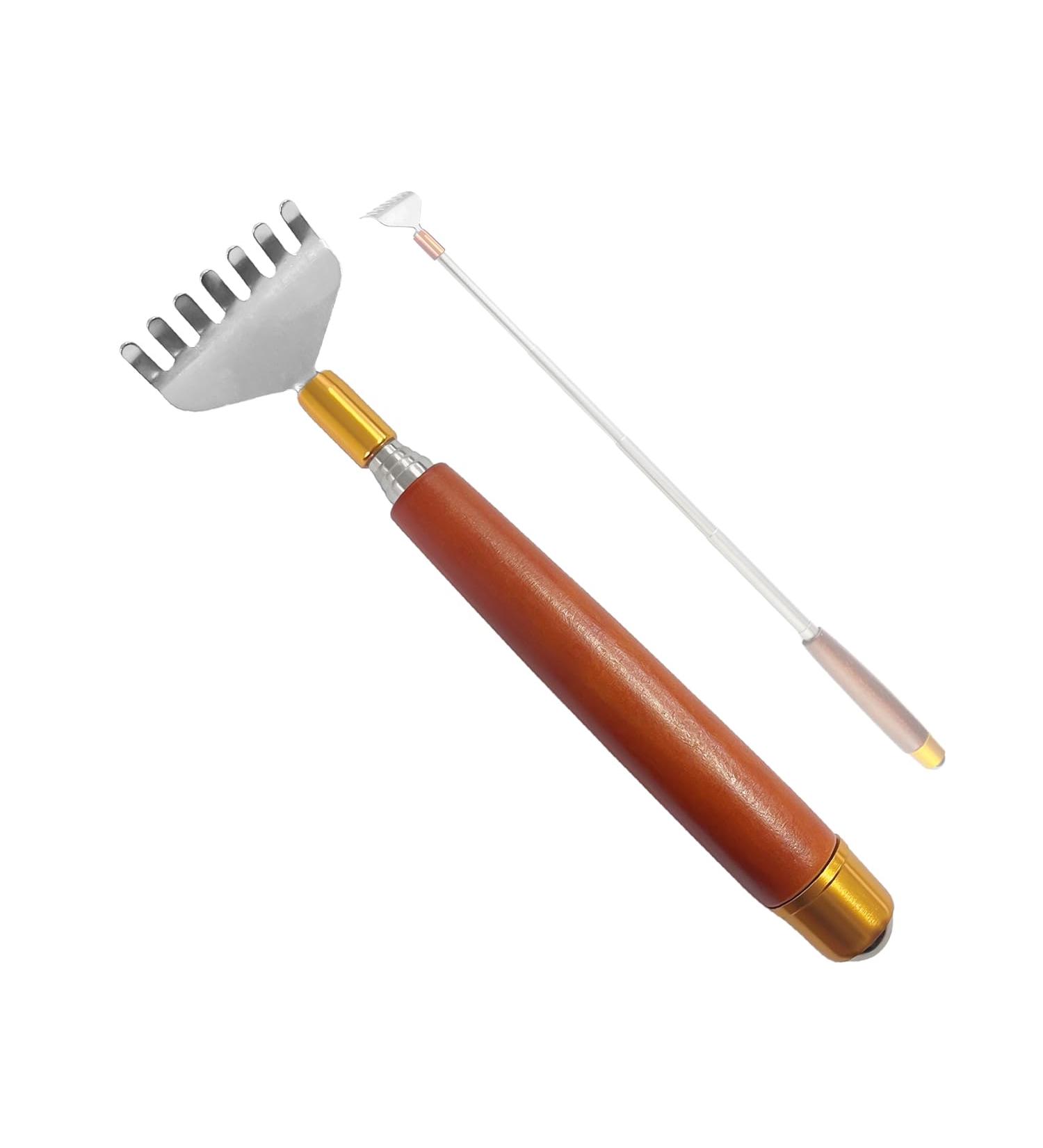 Premium Retractable Metal-Back GUA-SHA Massager | Spherical Point Portable Back Scratch Device with Wooden Handle - Unisex - Buy Online on GoSupps.com