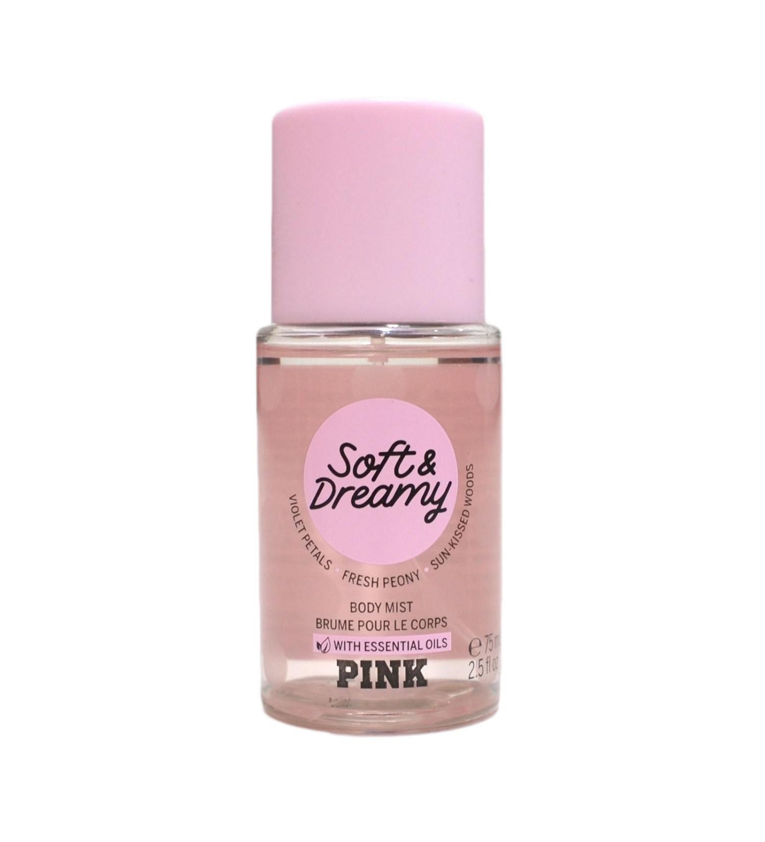 Victoria's Secret Pink Soft & Dreamy Scented Fragrance Body Mist 2.5 Fluid Ounce Spray With Essential Oils