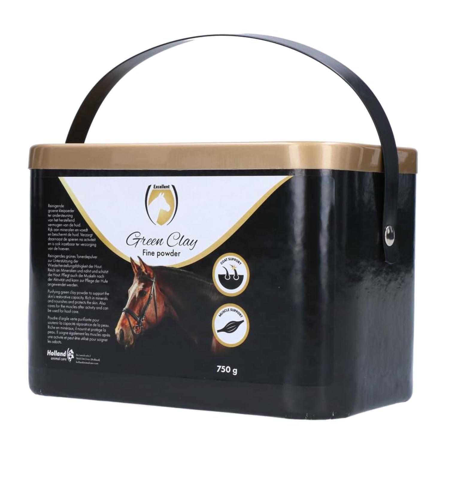 Excellent Green Clay Powder (fine) - Minerals and nourishes and protects the skin - Promotes the recovery of your horses - 750g