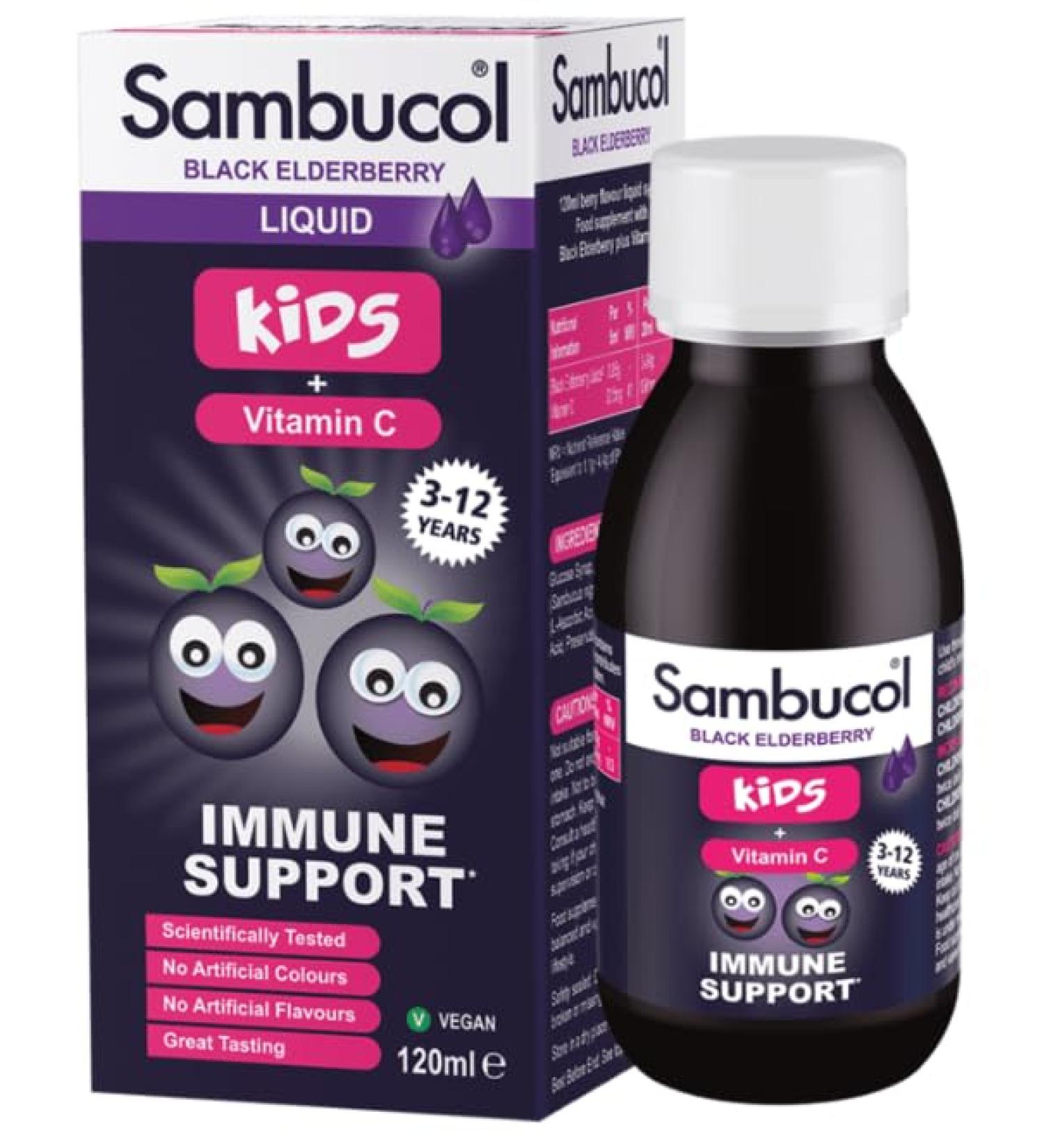 Kids Sambucus The Original Black Elderberry & Vitamin C (3-12 years) 120ml - Buy Online on GoSupps.com
