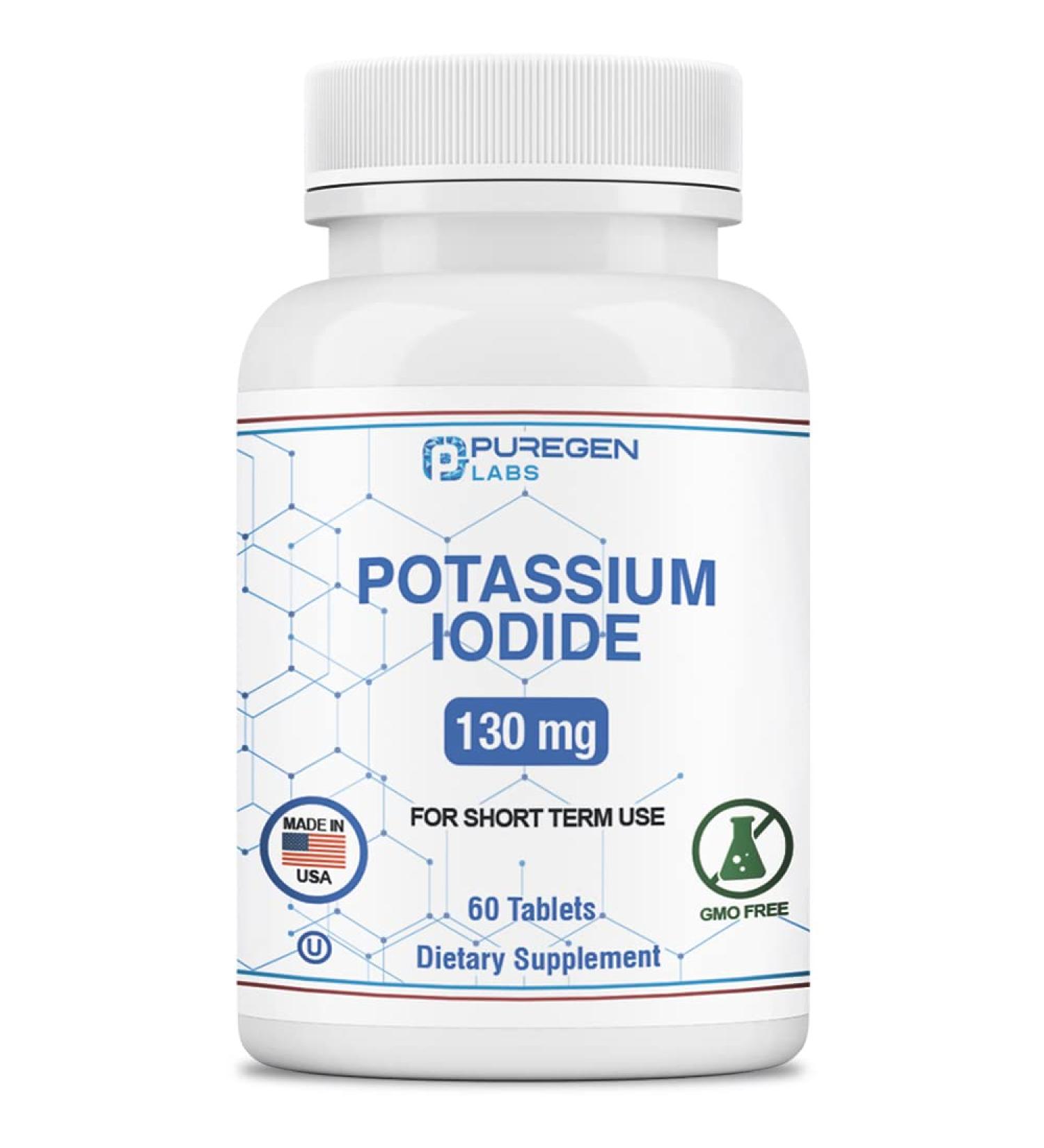 Potassium Iodide 130mg Kosher Tablets for Thyroid Support - 60 Unflavored Tablets - Buy Online on GoSupps.com