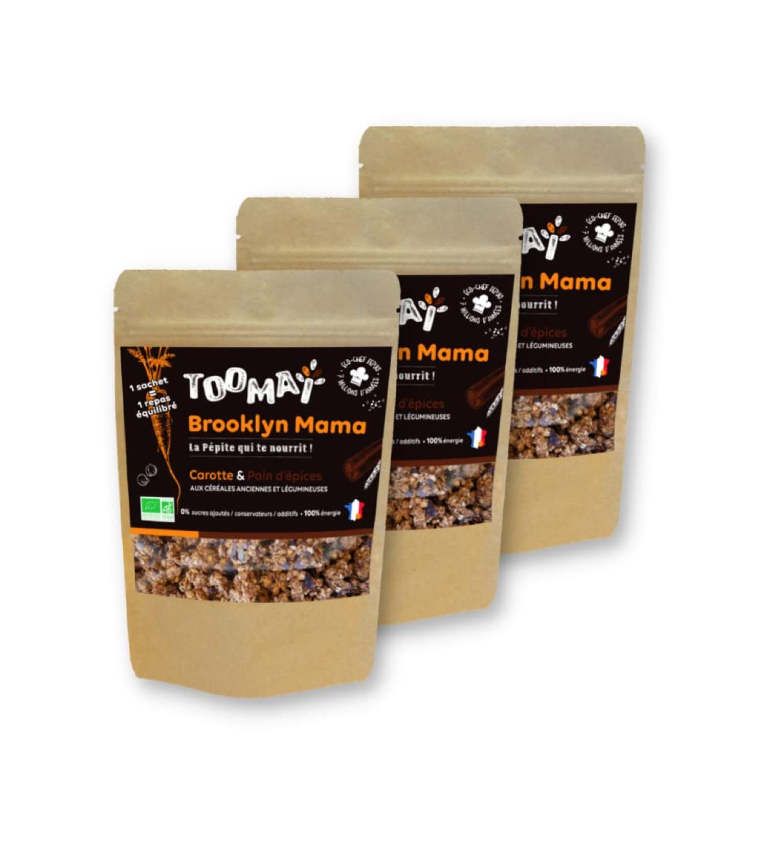 La P pite Tooma - ORGANIC MEAL Granola | Ready to crunch | 100% NATURAL | BROOKLYN MAMA - Carrot & Gingerbread - Pack of 3 (3x120g) | Vegan meal replacement - Buy Online on GoSupps.com