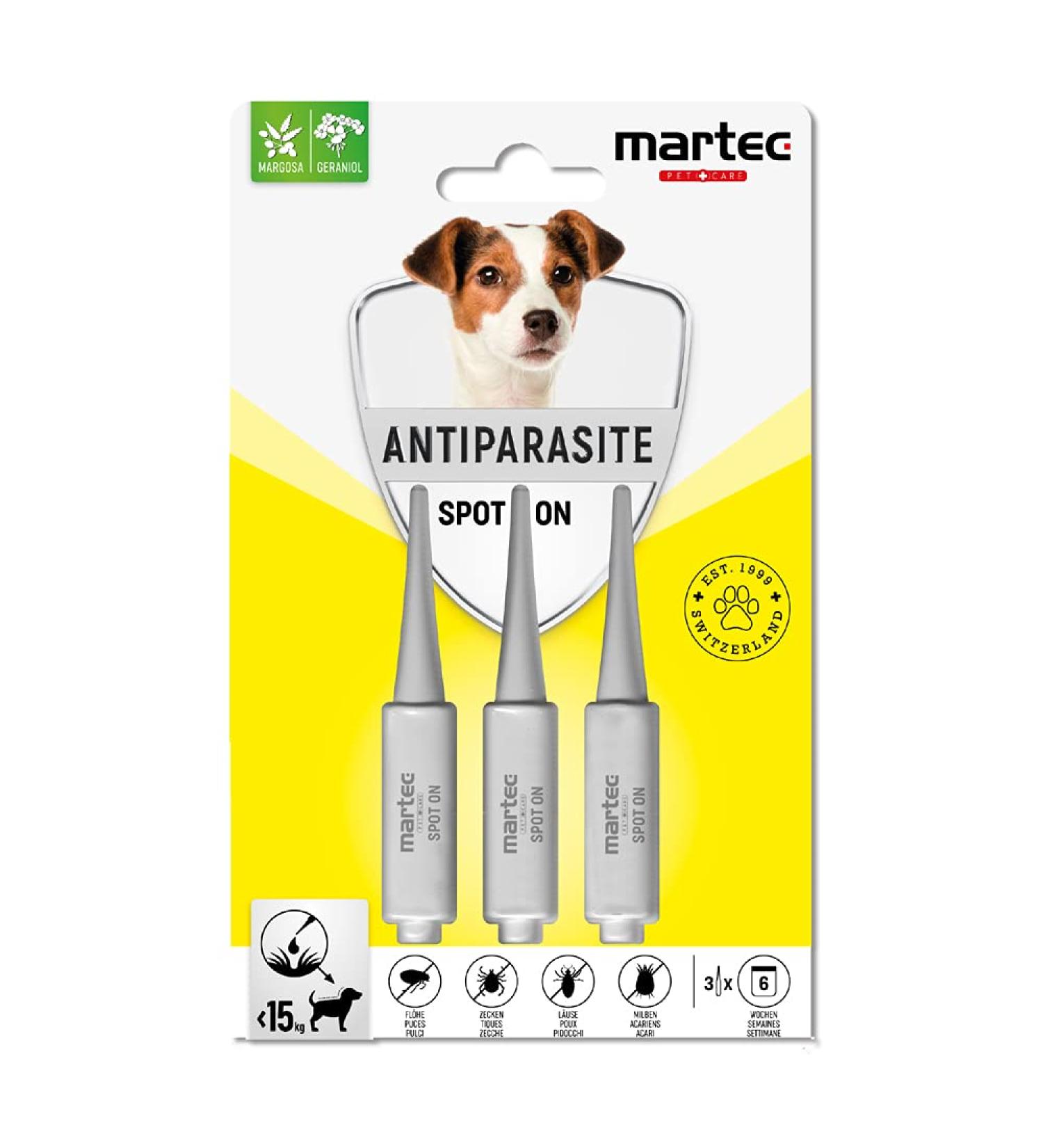 Martec Pet Care Spot On for Dogs (1-15 kg) - Plant-Based Flea Tick & Lice Treatment for 18 Weeks - Buy Online on GoSupps.com