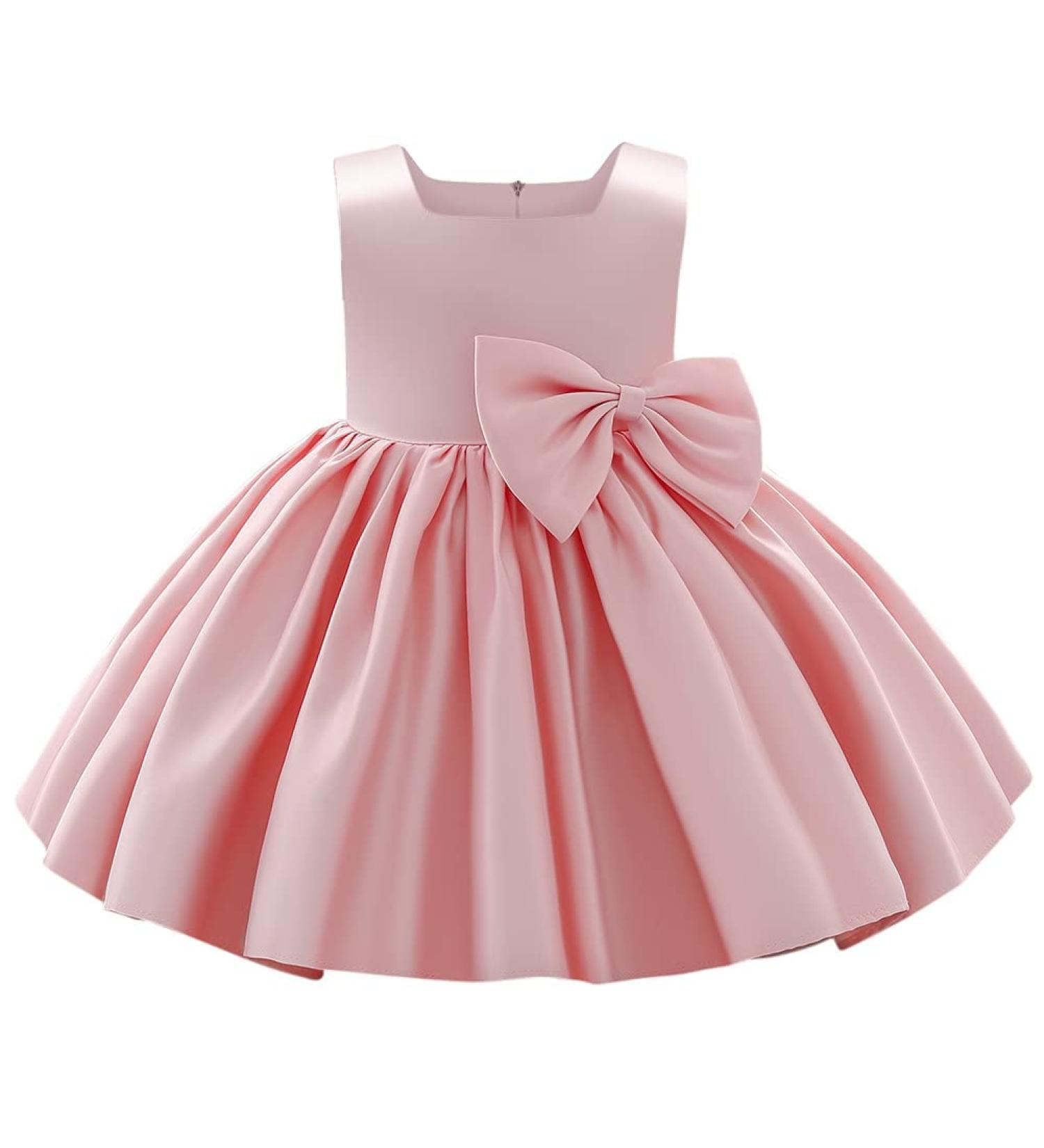 Princess Sleeveless Bowknot Tutu Baby Dress for Toddler Bridesmaid | Pink | 12-18 Months - Buy Online on GoSupps.com