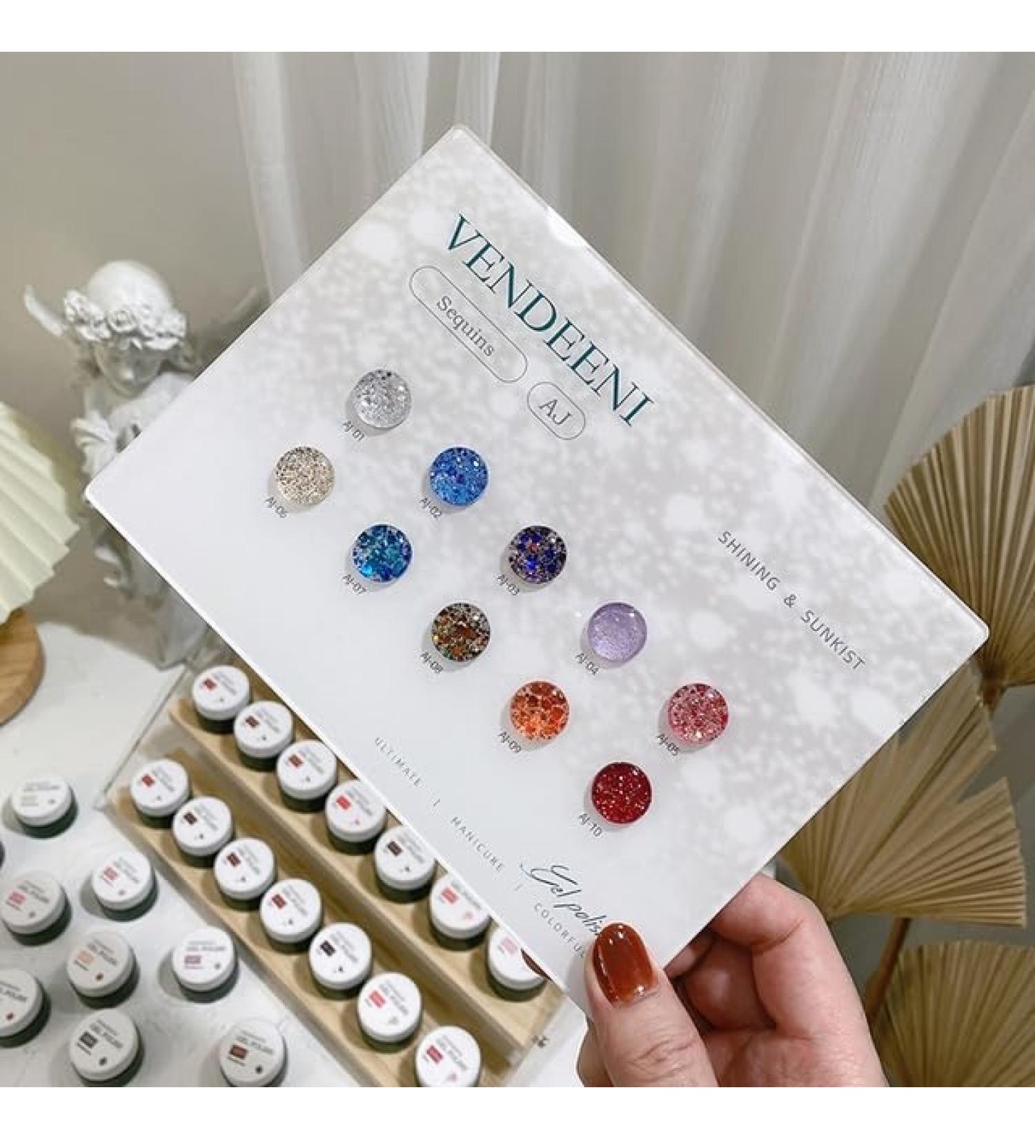 10 Colors/Set Gel Nail Polish Sequins Glitter Transparent UV Gel Varnish Colorful Purple Blue Nail Art Gel Lacquer - (Color: AJ) - Buy Online on GoSupps.com