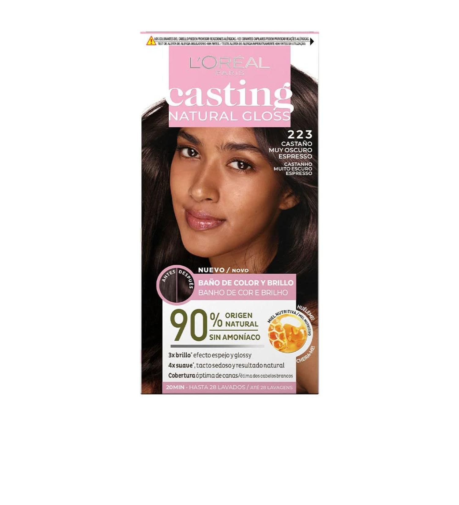 Coloration Semi-permanente L'Oreal Make Up Casting Natural Gloss Sans ammoniaque N 223-casta o muy oscuro espresso (180 ml) 223 Ch tain tr s fonc expresso 1 ml (Lot de 1)