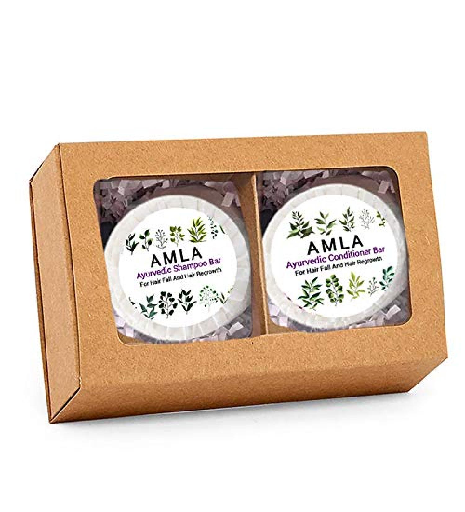 Amla Ayurvedic Shampoo Bar Set - Nourishing Shampoo & Conditioner for All Hair Types | International Shipping Available - Buy Online on GoSupps.com