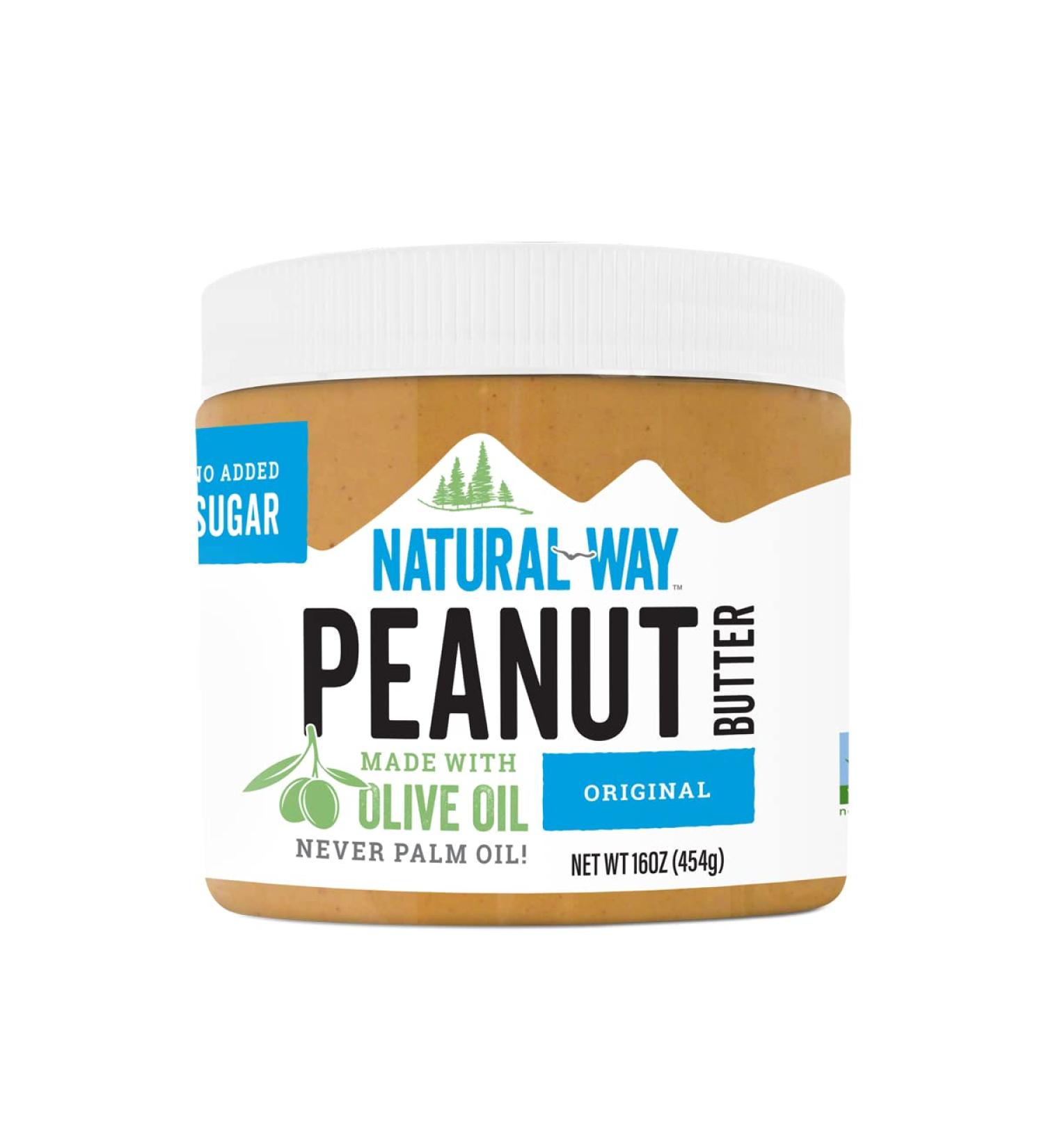 Natural Way Peanut Butter Original 16oz Jar - Made with Olive Oil, Non-GMO & Gluten Free - Buy Online on GoSupps.com