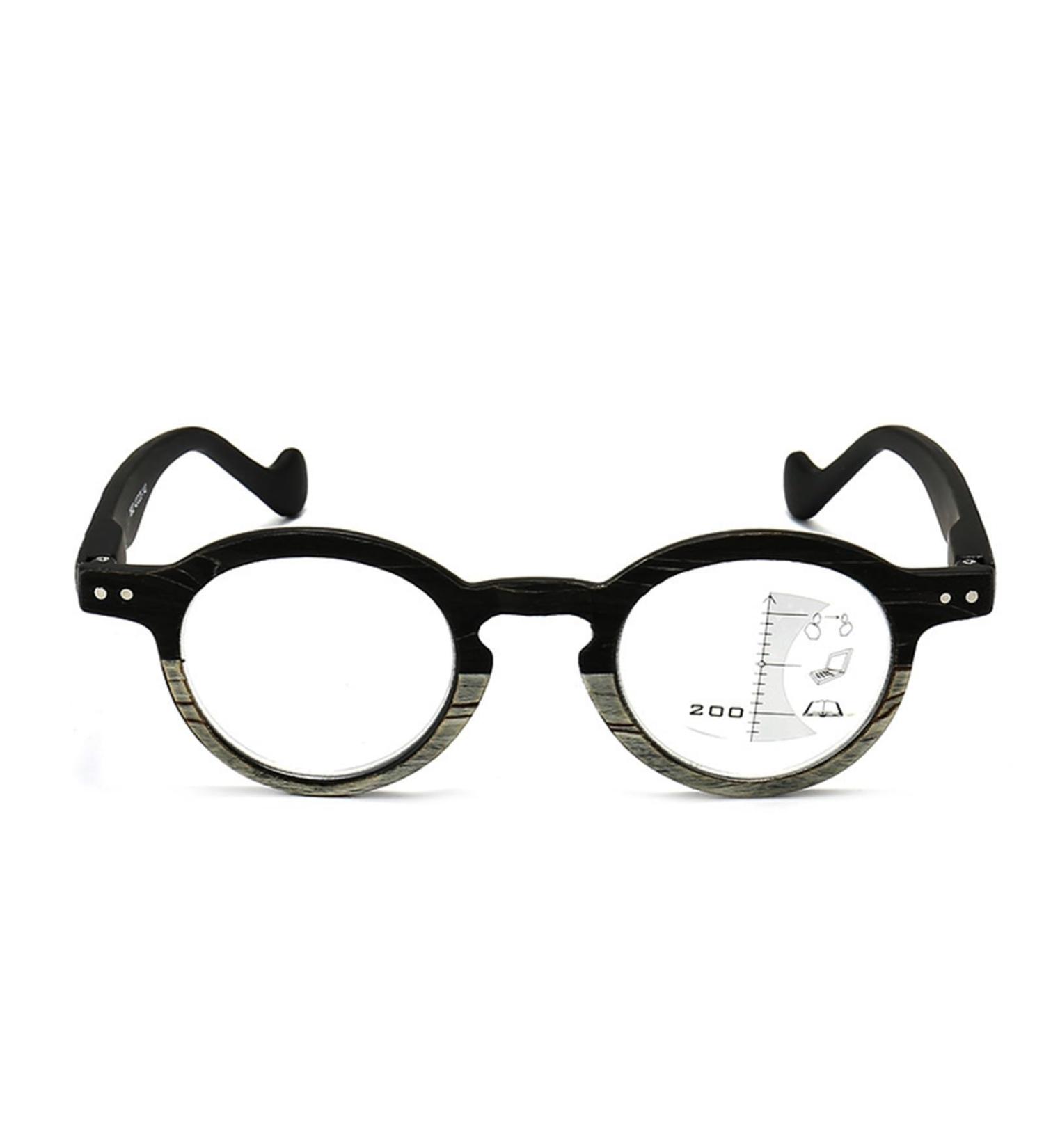 Multifocus Reading Glasses For Men Women Trendy Wood Grain Round Frame Glasses Anti Blue Light Readers(Couleur:Noir Grandeur:1.5x) - Buy Online on GoSupps.com