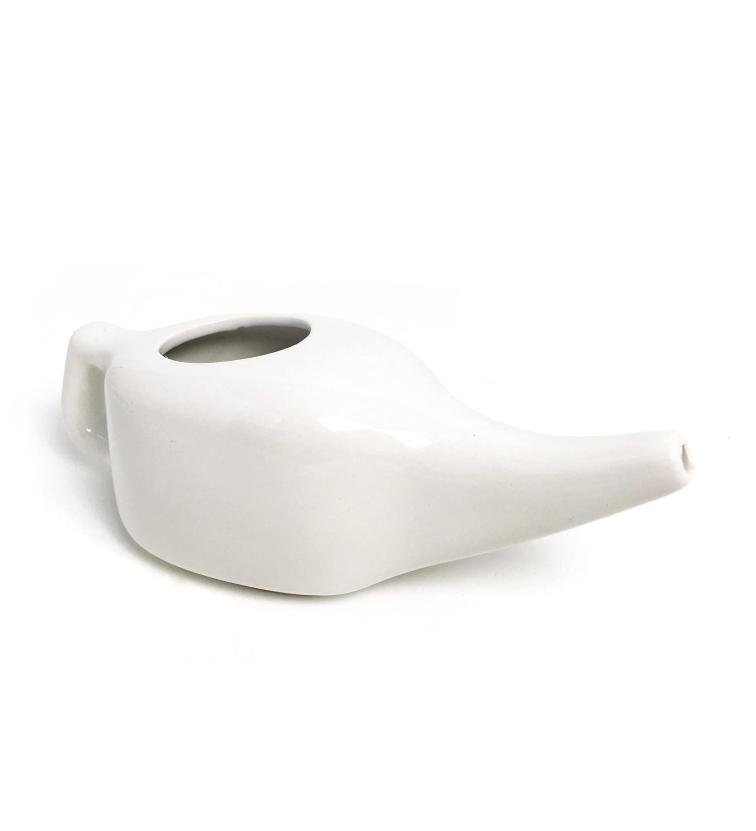 Lead-Free Ceramic Neti Pot 200ml - Nasal Irrigation for Sinus Congestion Relief - Sinusitis Treatment and Nasal Cleansing - Buy Online on GoSupps.com