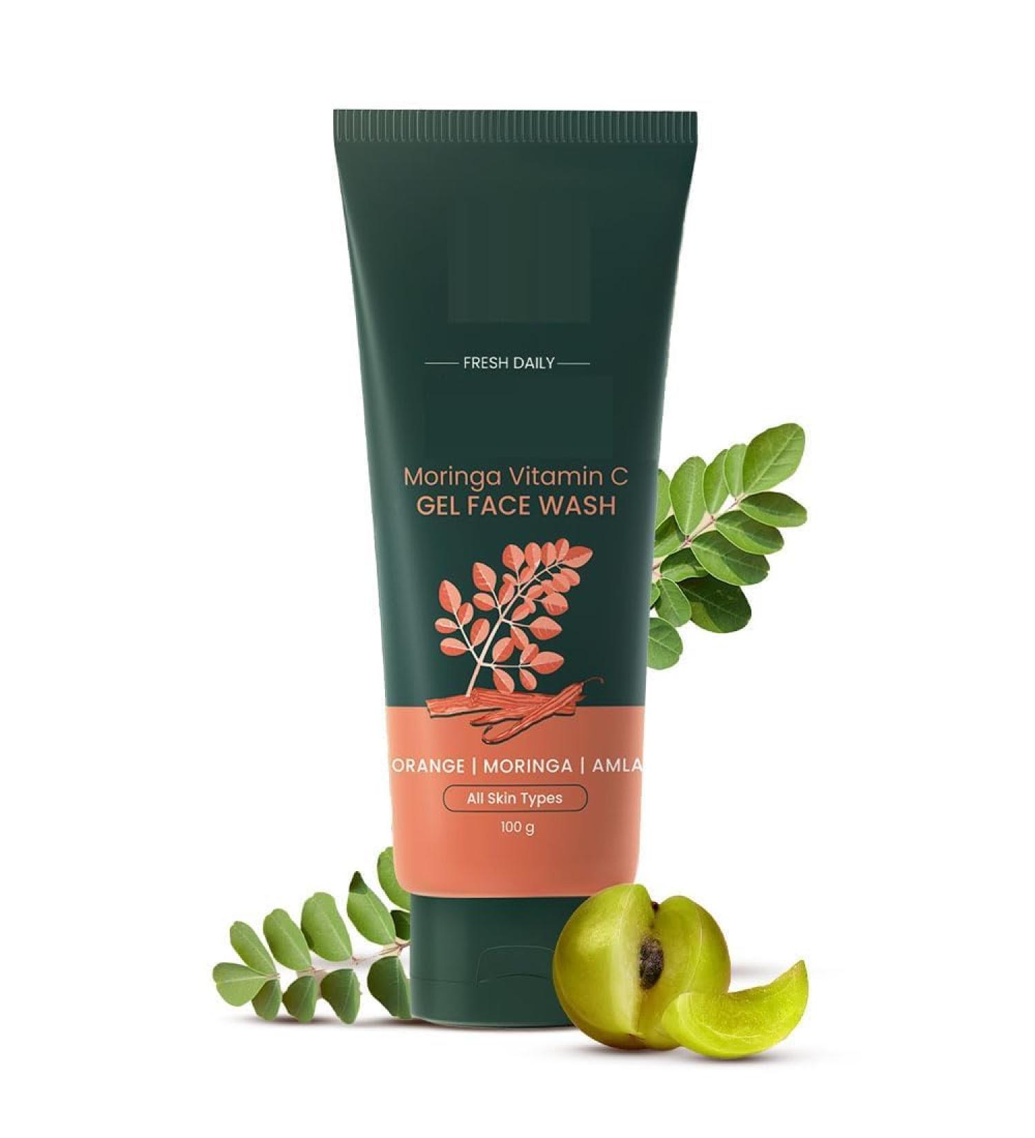 DK Moringa Vitamin-C Gel Face Wash For Pimple And Oil Control With Glowing Skin Paraben & Sulphate Free Face Cleanser For Men & Women (100 g) - Buy Online on GoSupps.com