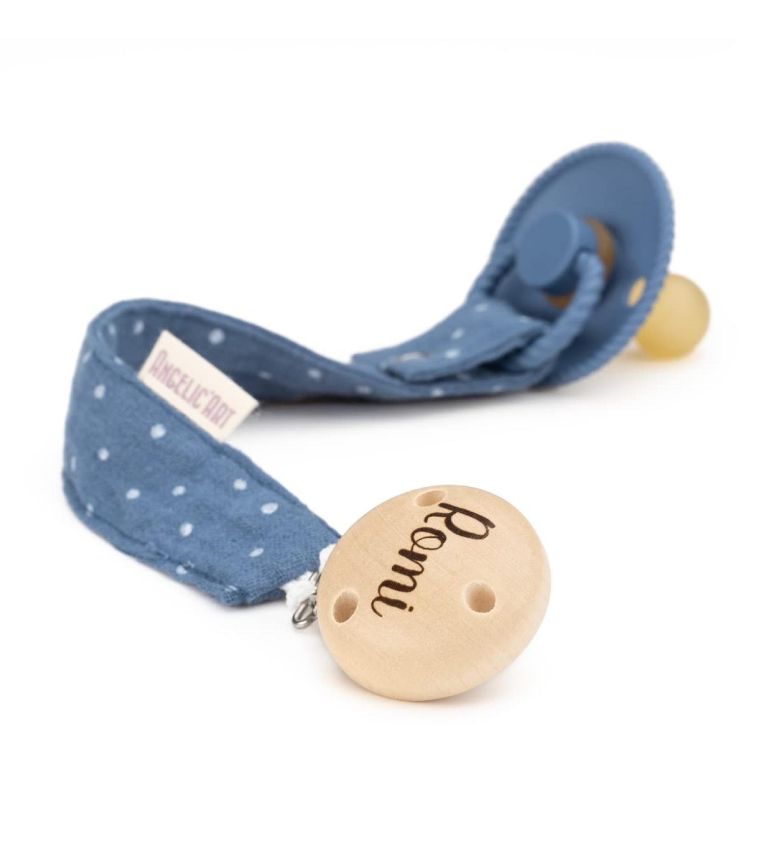 AngelicArt Personalized Pacifier Strap - Engraved Name for Boys & Girls | Large Color Selection | Perfect Baby Gift (Lagoon Blue-Dotted) - Buy Online on GoSupps.com
