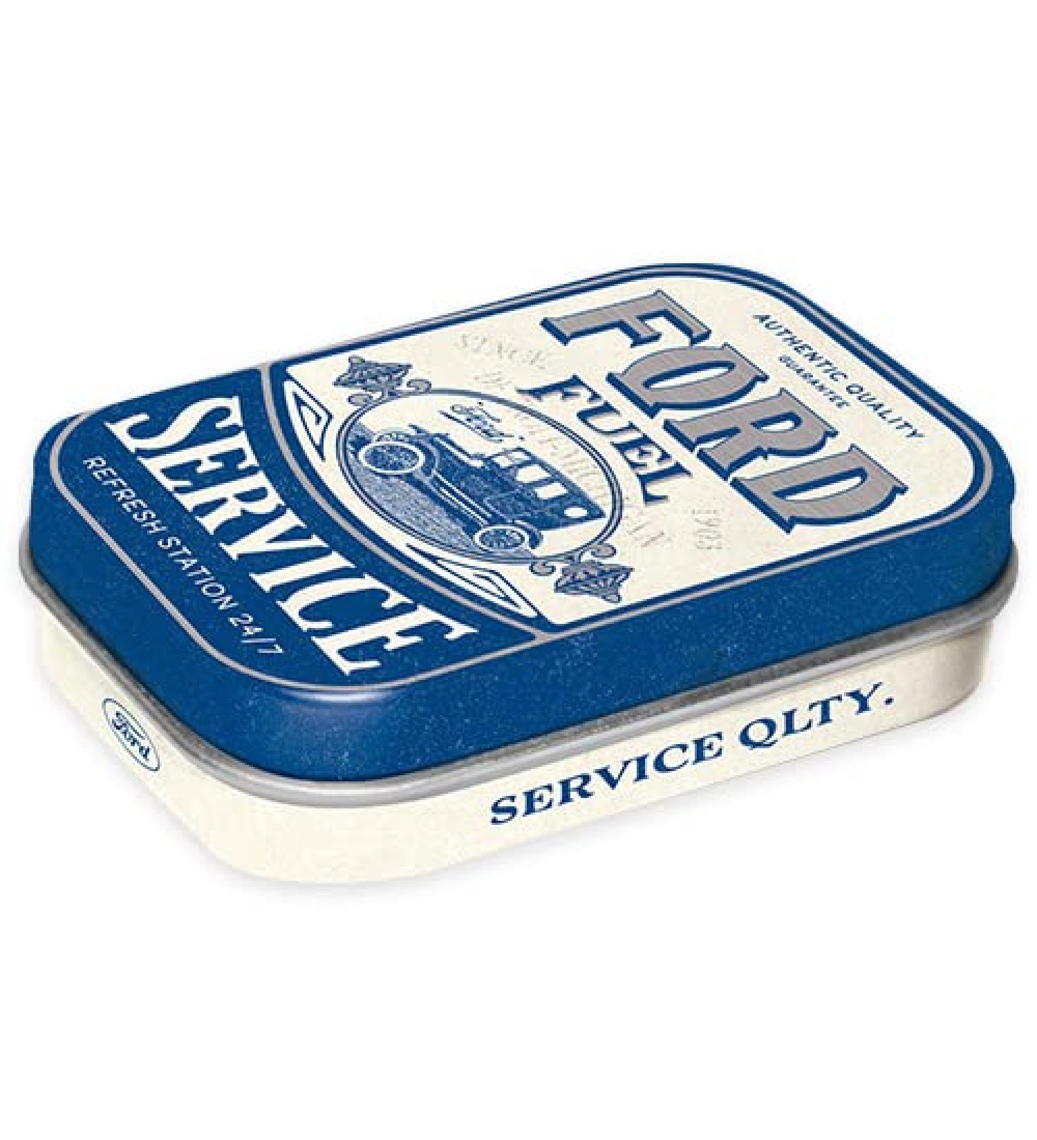 Nostalgic-Art Retro Pillendose 4 x 6 x 1.6 cm Ford-Fuel Service-Gift idea for Ford accessories fans with peppermint drages vintage design