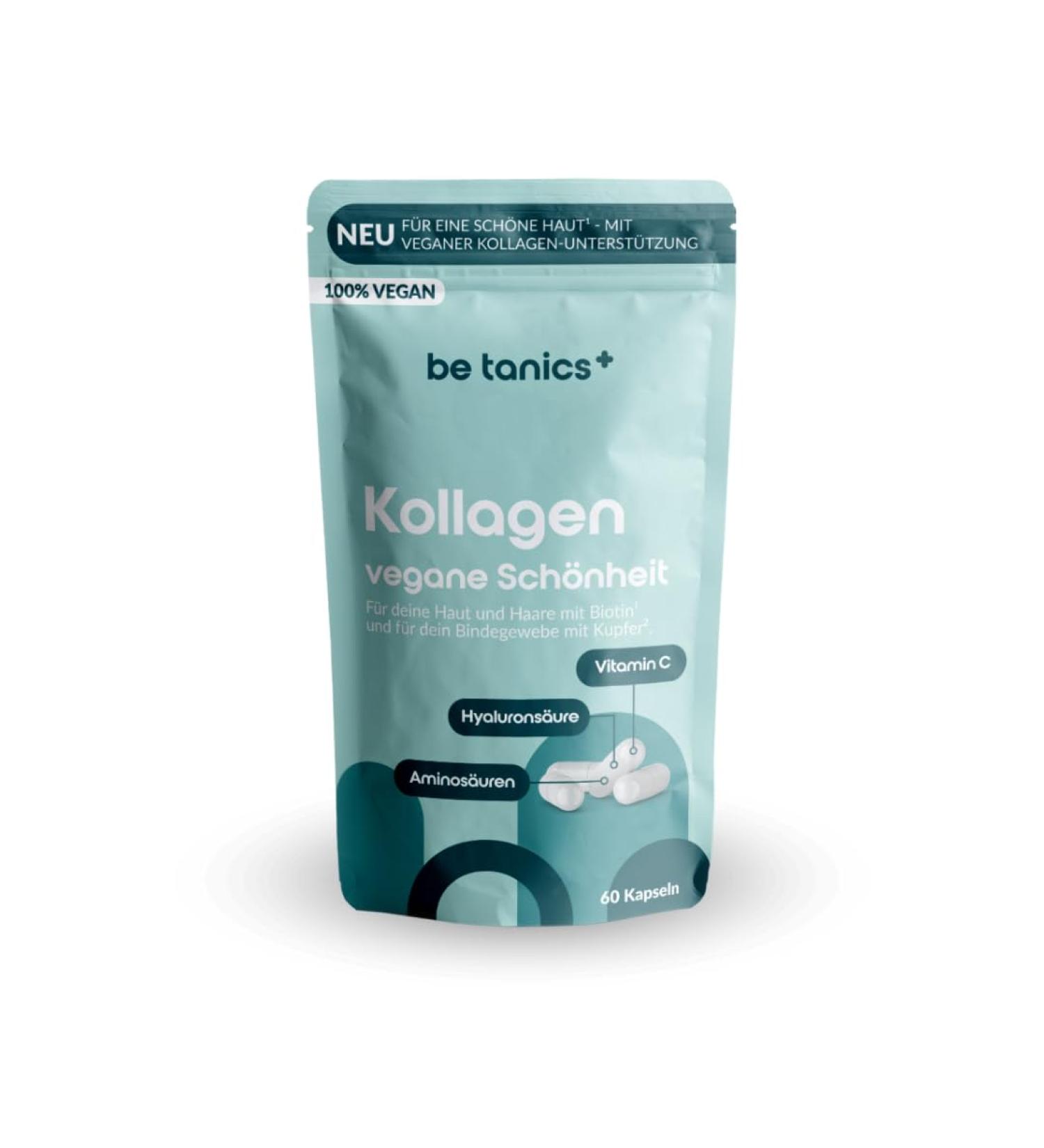 Be Tanics Collagen Vegan Beauty Capsules - 60 Count | Biotin & Copper for Skin Hair & Connective Tissue | Dietary Supplement - Buy Online on GoSupps.com