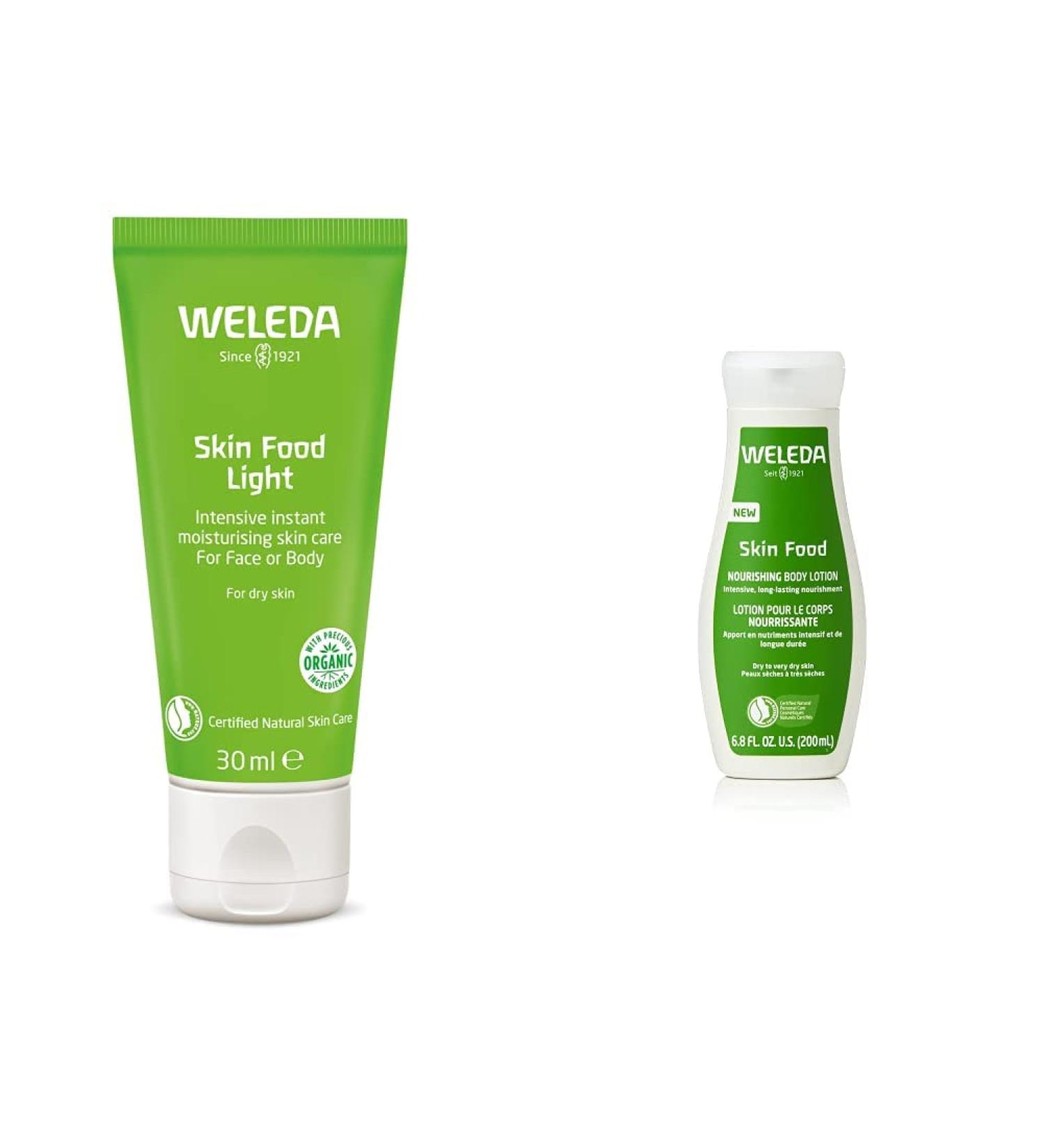WELEDA Bio Skin Food Light Moisture Cream & Organic Body Lotion Bundle Intensive Hydration & Soothing Natural Cosmetics (75ml + 200ml) - Buy Online on GoSupps.com
